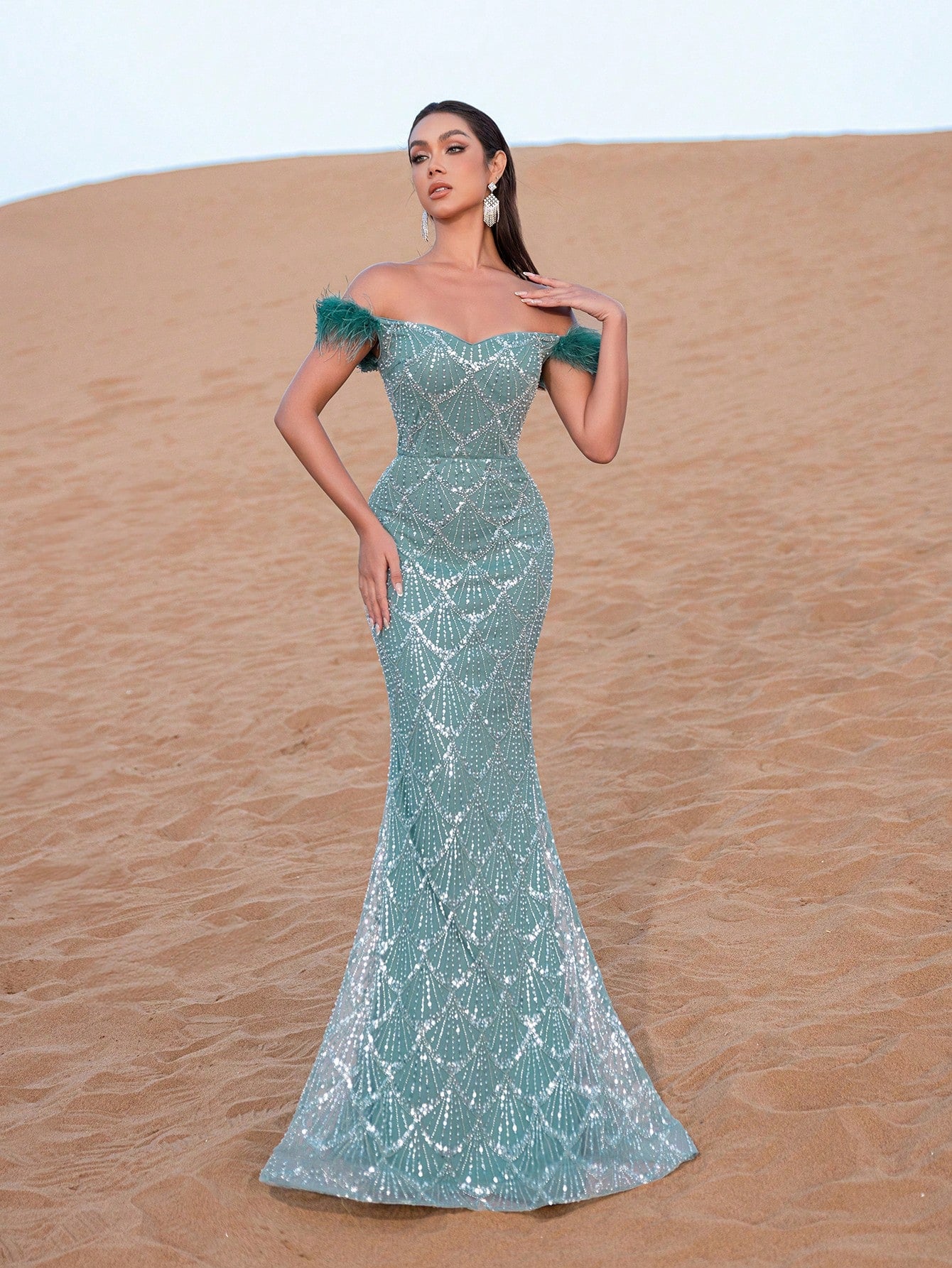 Elegant Mermaid Hem Beaded Formal Dresses & Evening Gowns