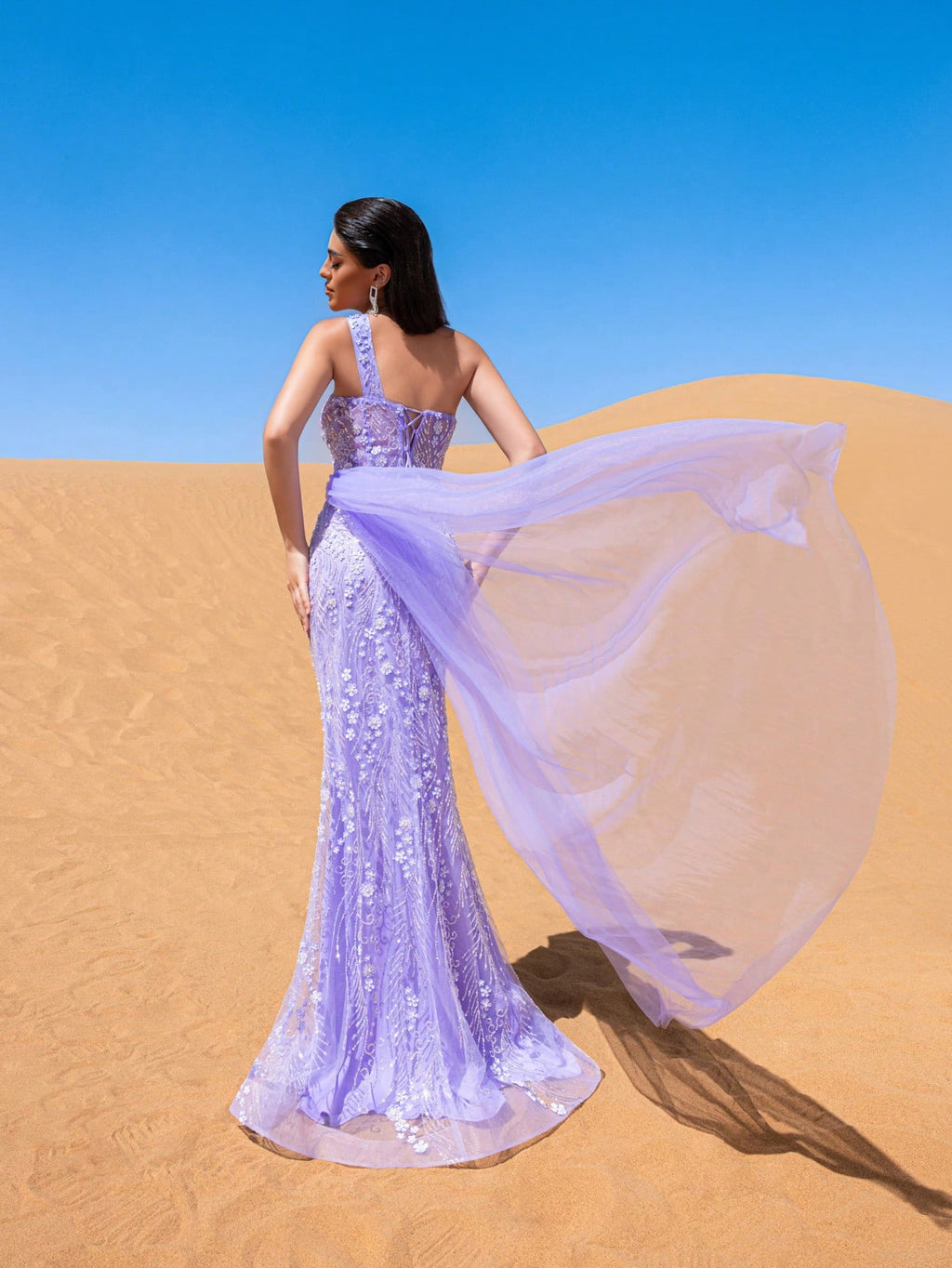 Gorgeous Asymmetric Neckline Floral Sequins Beaded Formal Dresses & Evening Gowns