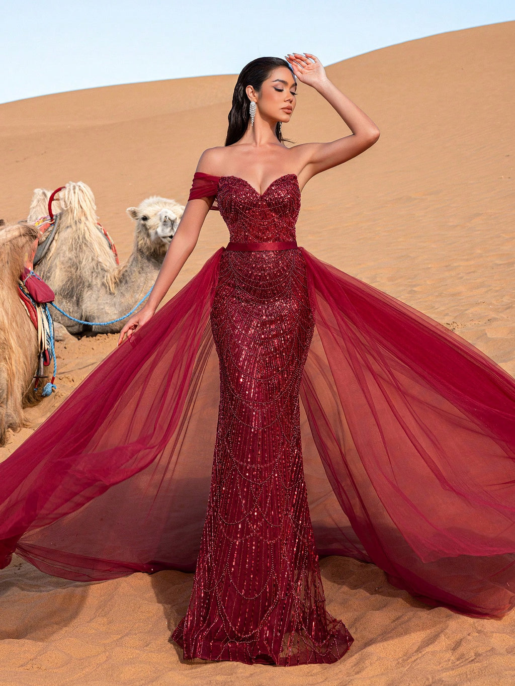 Luxury Lace-up Back Sheer Overlay Beaded Formal Party Dresses & Evening Gowns