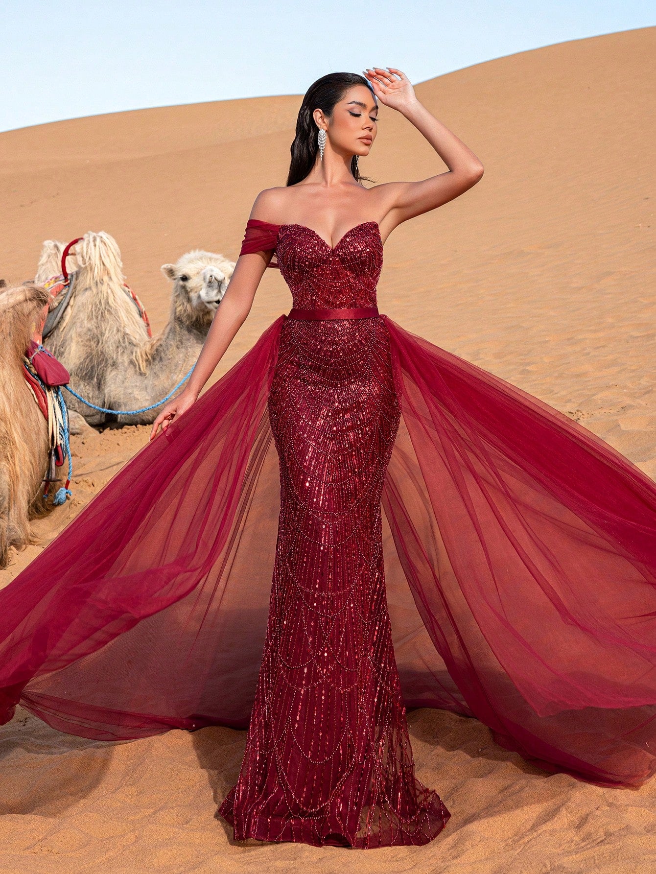 Luxury Lace-up Back Sheer Overlay Beaded Formal Party Dresses & Evening Gowns