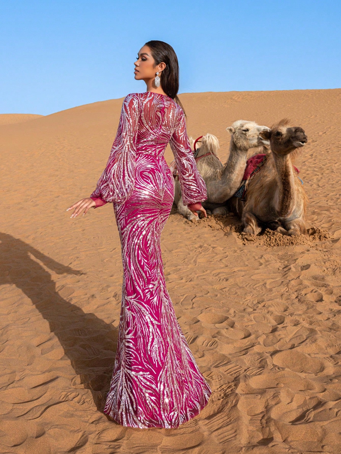 Gorgeous Bishop Sleeves Mermaid Hem Beaded Sequin Formal Dresses & Evening Gowns