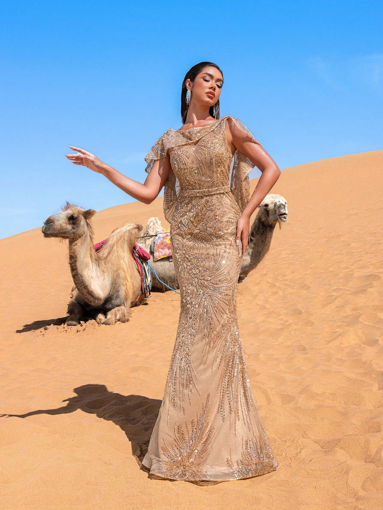 Gorgeous Sheer Bodice Mermaid Hem Beaded Formal Dresses & Evening Gowns