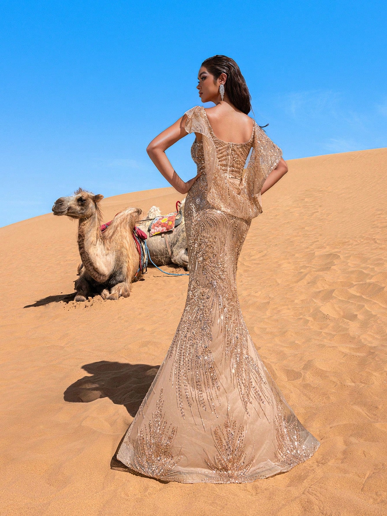 Gorgeous Sheer Bodice Mermaid Hem Beaded Formal Dresses & Evening Gowns