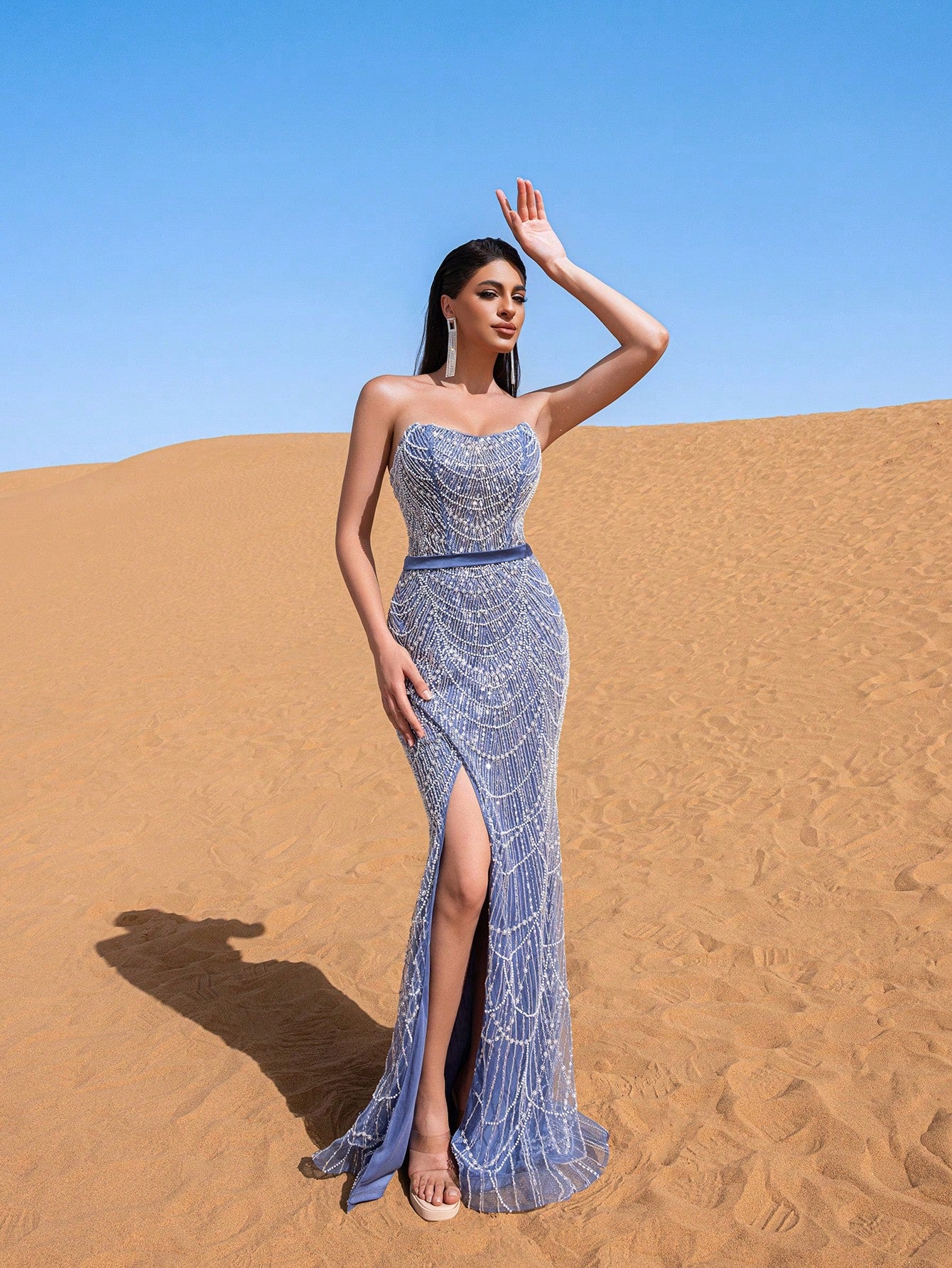 Gorgeous Mermaid Hem Beaded Sequin Strapless Party Dress & Beaded Formal Dresses & Evening Gowns