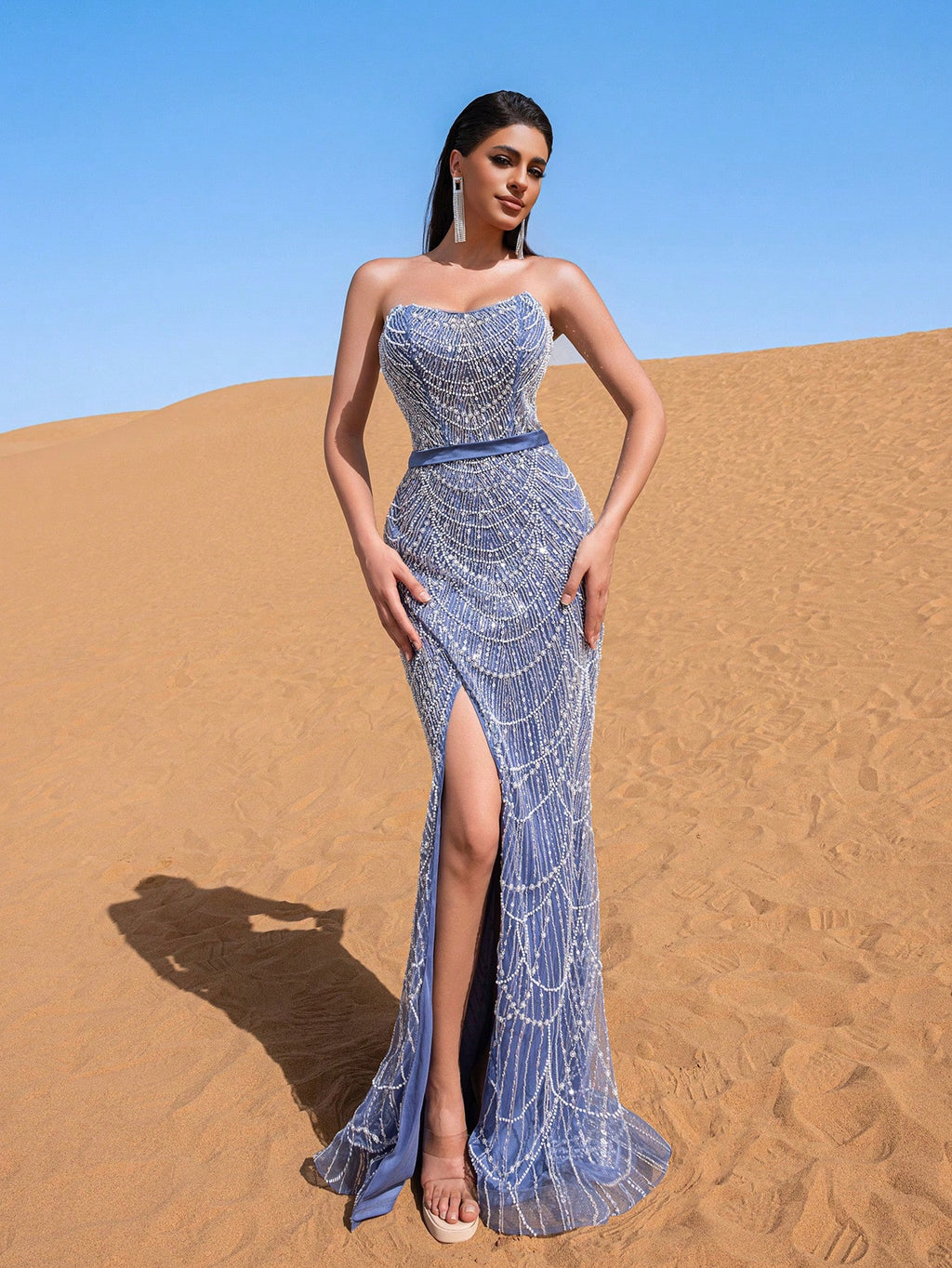 Gorgeous Mermaid Hem Beaded Sequin Strapless Party Dress & Beaded Formal Dresses & Evening Gowns