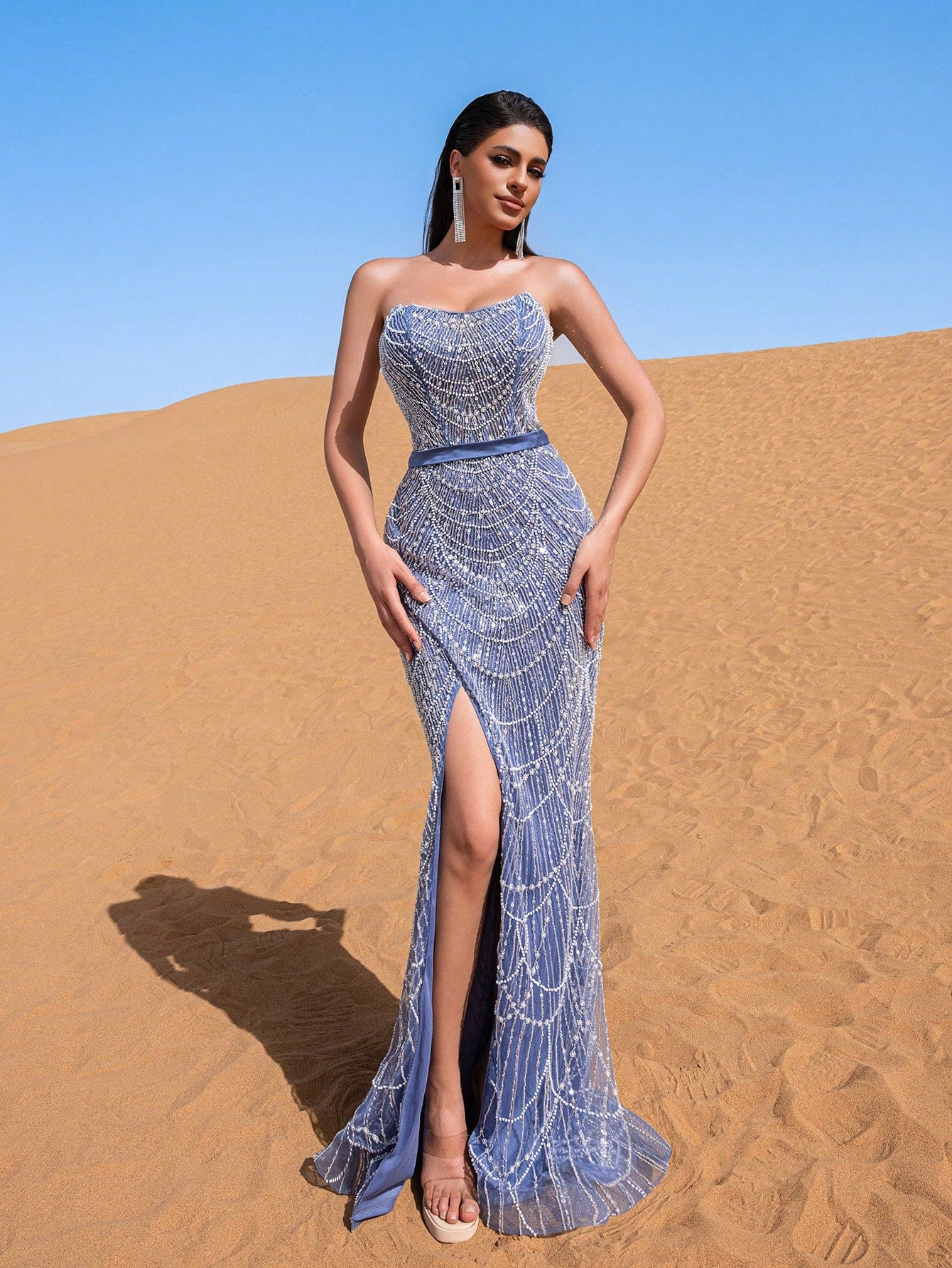 Gorgeous Mermaid Hem Beaded Sequin Strapless Party Dress & Beaded Formal Dresses & Evening Gowns