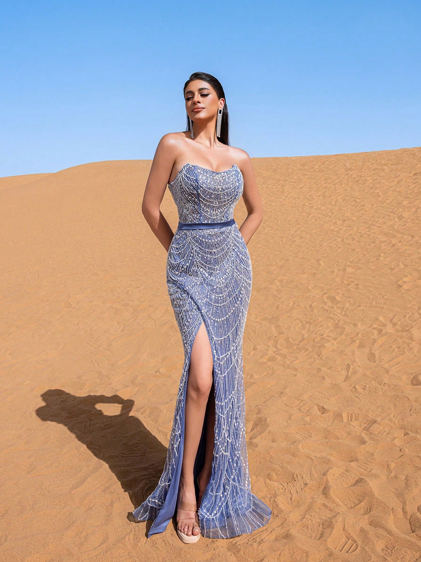 Gorgeous Mermaid Hem Beaded Sequin Strapless Party Dress & Beaded Formal Dresses & Evening Gowns