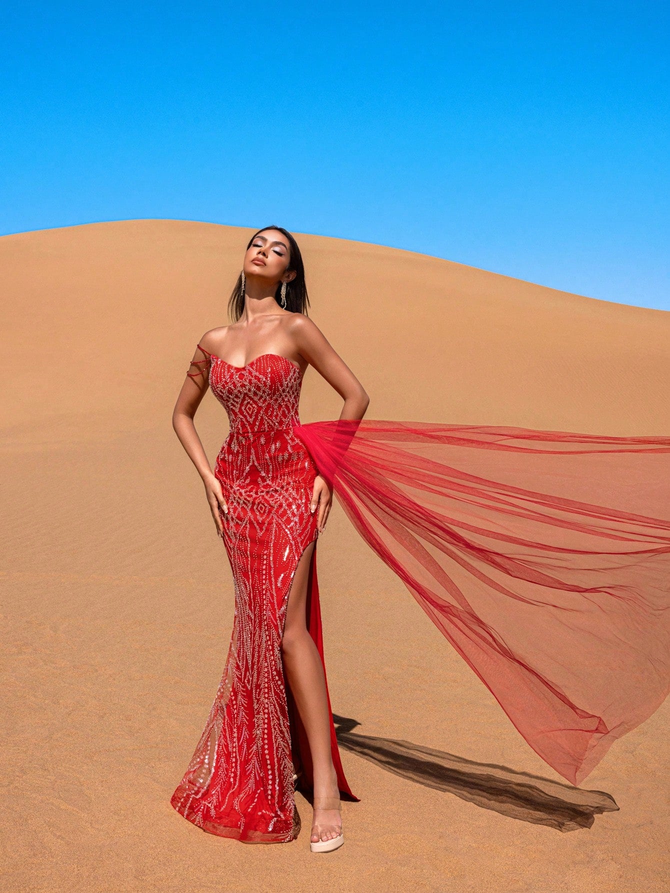 Gorgeous Split Thigh Beaded Formal Dresses & Evening Gowns