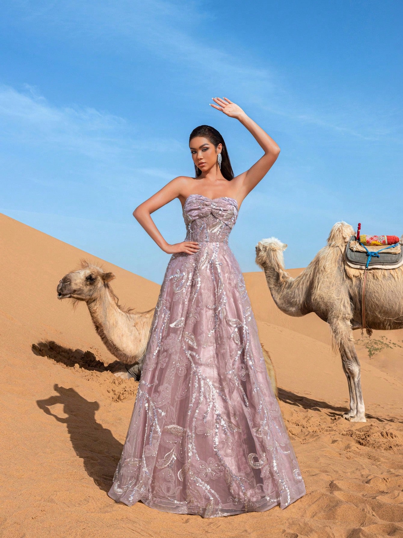 Gorgeous Strapless Floral Beaded Formal Prom Dresses & Evening Gowns