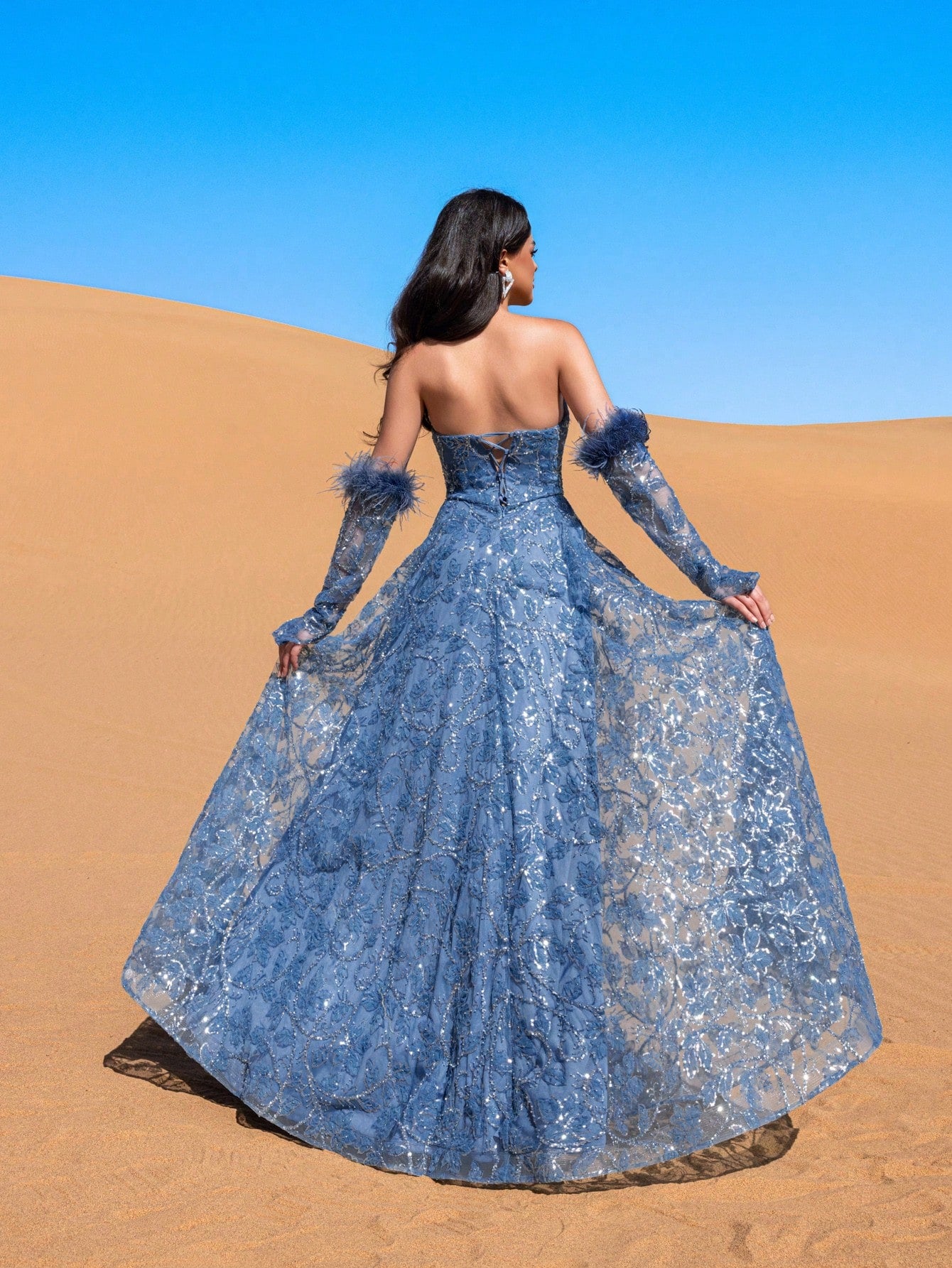Luxury Off Shoulder Floral Sequin Embellished Dress & Beaded Gowns & Beaded Formal Dresses & Evening Gowns