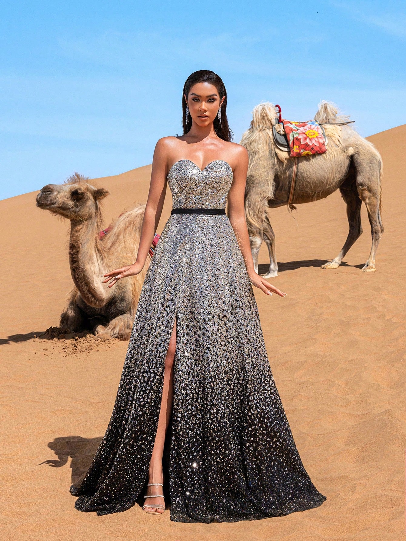 Luxury Back Lace Up Glitter Gradient Ramp Sequin Prom Dress & Beaded Gowns Formal Dresses & Evening Gowns