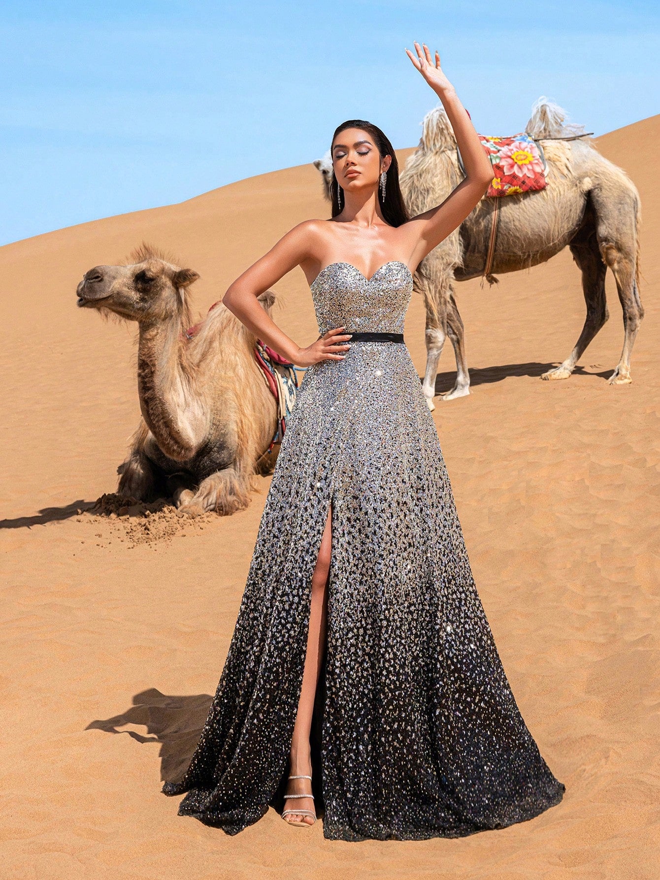 Luxury Back Lace Up Glitter Gradient Ramp Sequin Prom Dress & Beaded Gowns Formal Dresses & Evening Gowns