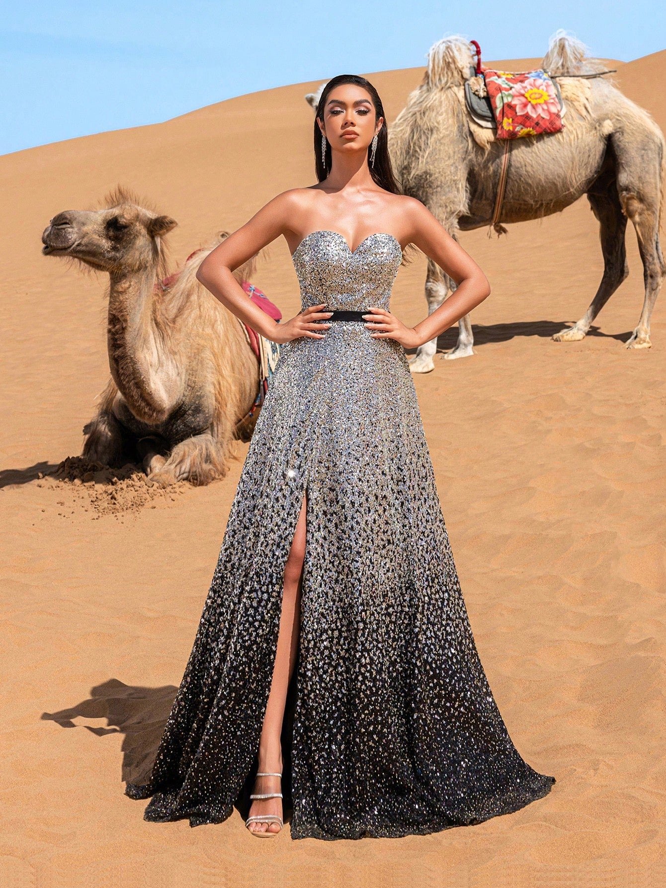 Luxury Back Lace Up Glitter Gradient Ramp Sequin Prom Dress & Beaded Gowns Formal Dresses & Evening Gowns
