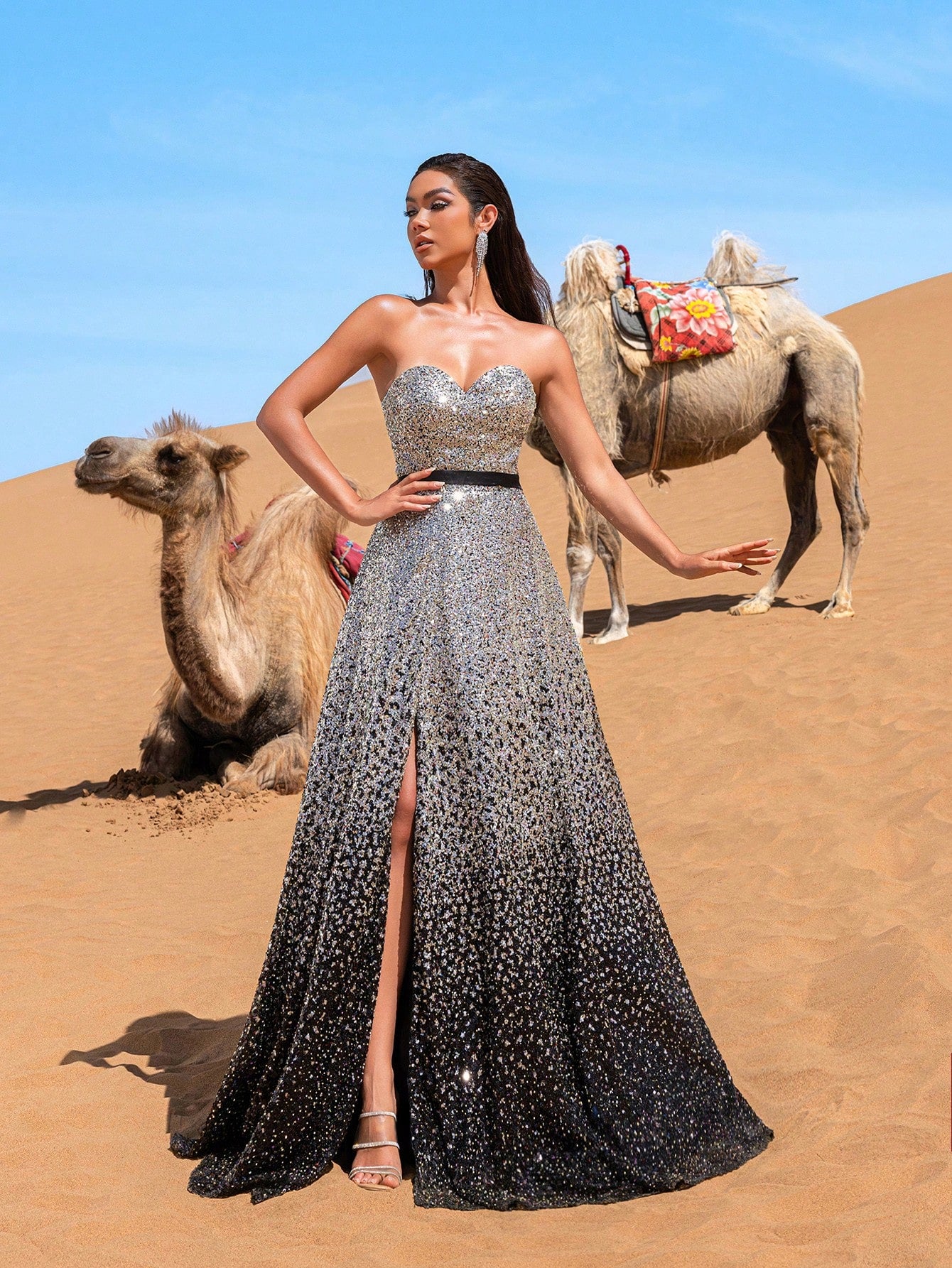 Luxury Back Lace Up Glitter Gradient Ramp Sequin Prom Dress & Beaded Gowns Formal Dresses & Evening Gowns