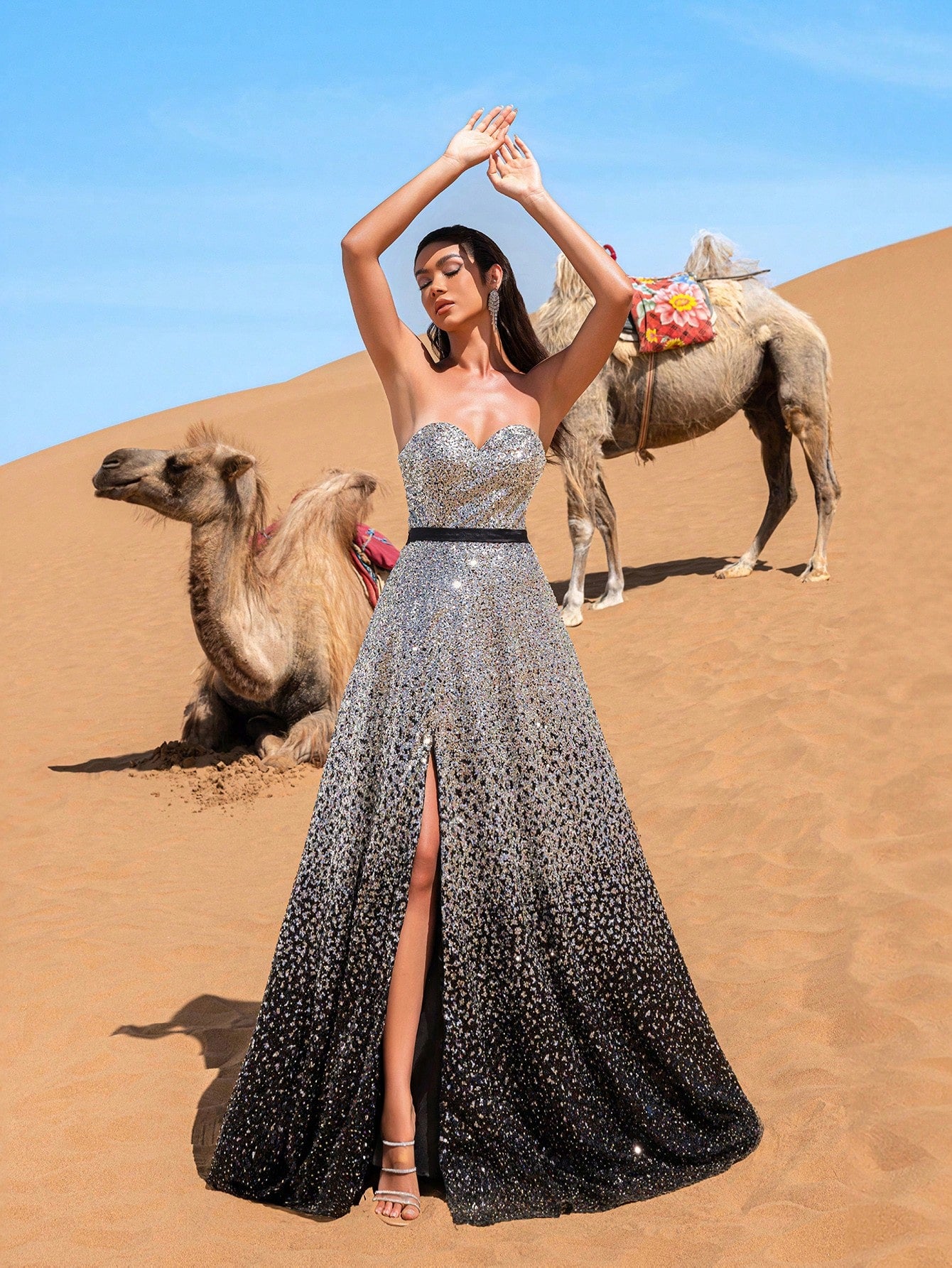 Luxury Back Lace Up Glitter Gradient Ramp Sequin Prom Dress & Beaded Gowns Formal Dresses & Evening Gowns
