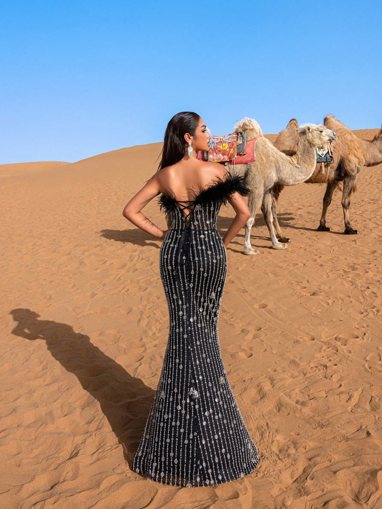Elegant Mermaid Hem Beaded Sequin Evening Dress