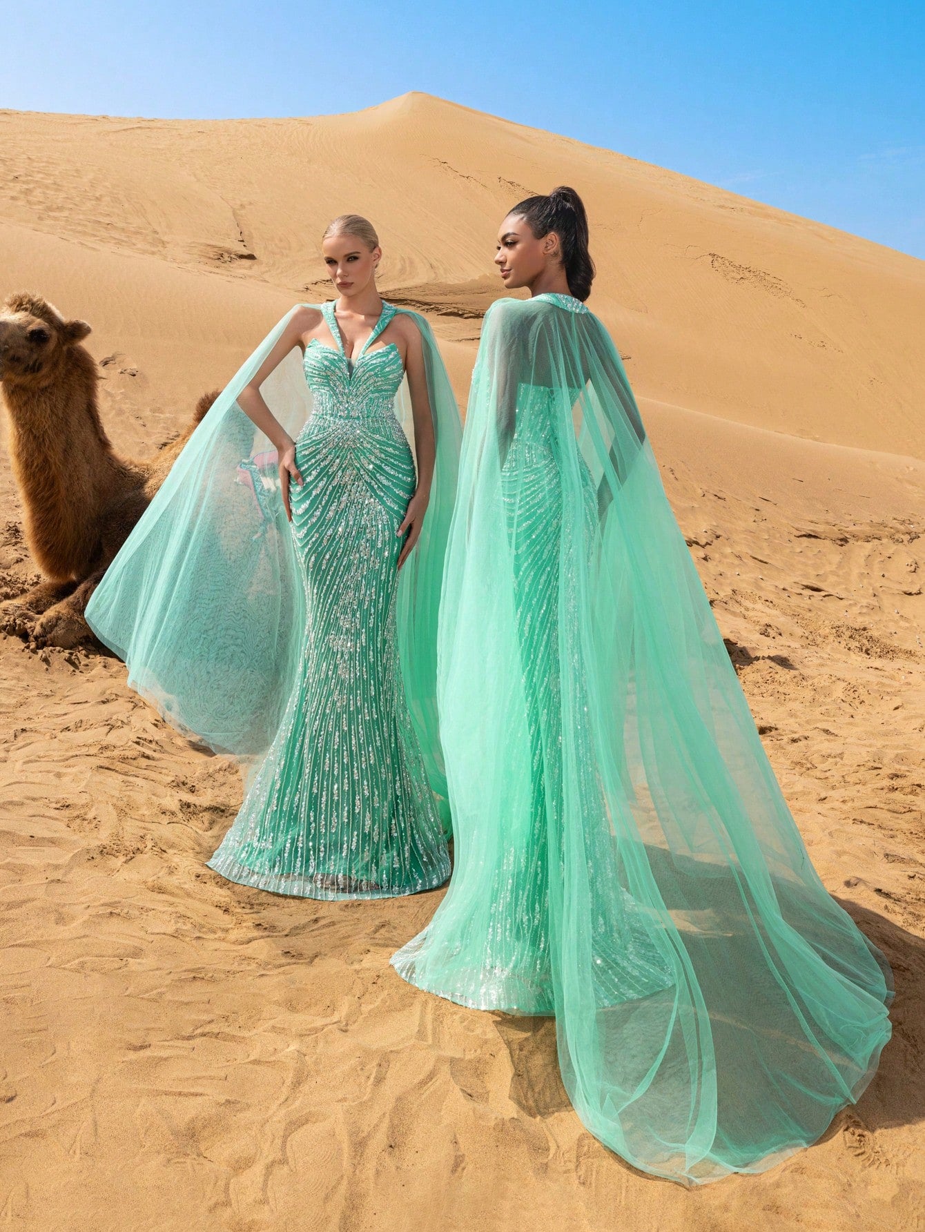 Gorgeous Mermaid Hem Tulle Overlay Beaded Formal Dresses & Evening Gowns