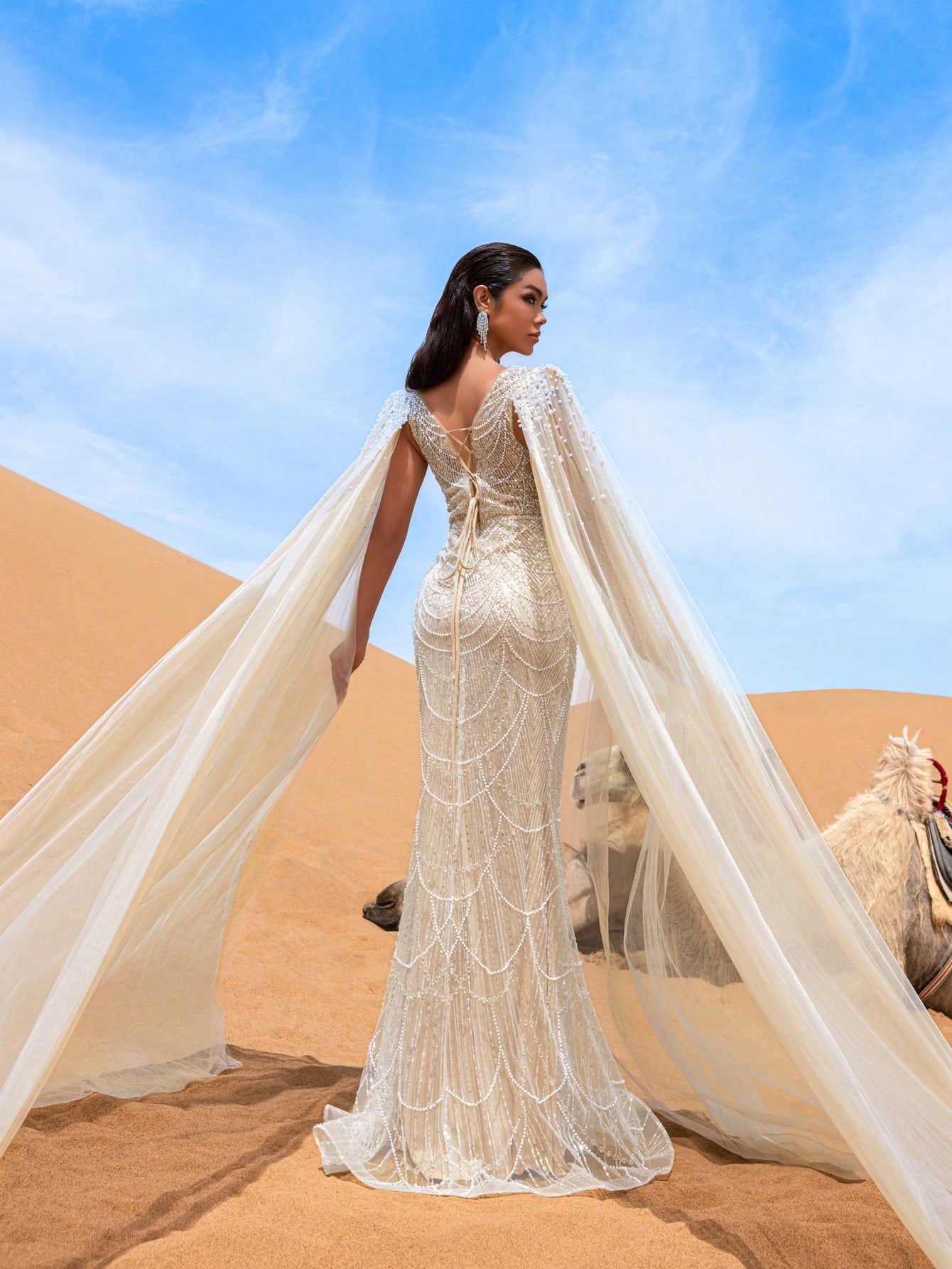 Stunning Mermaid Evening Dress with Intricate Beading & Sequined Accents