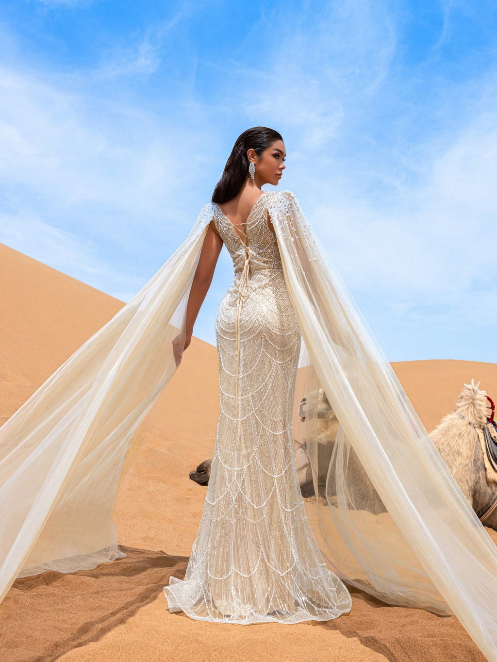 Stunning Mermaid Evening Dress with Intricate Beading & Sequined Accents
