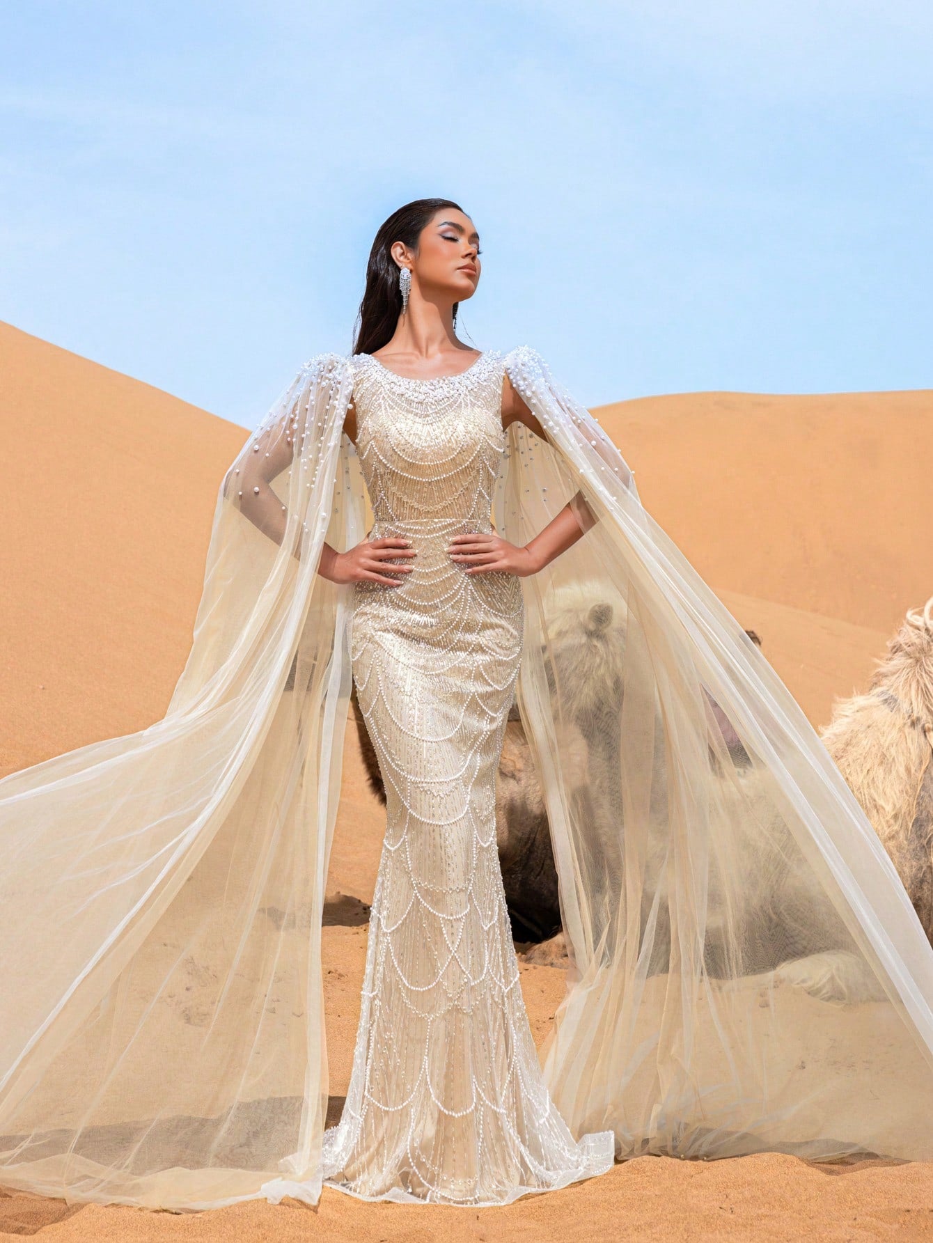 Stunning Mermaid Evening Dress with Intricate Beading & Sequined Accents