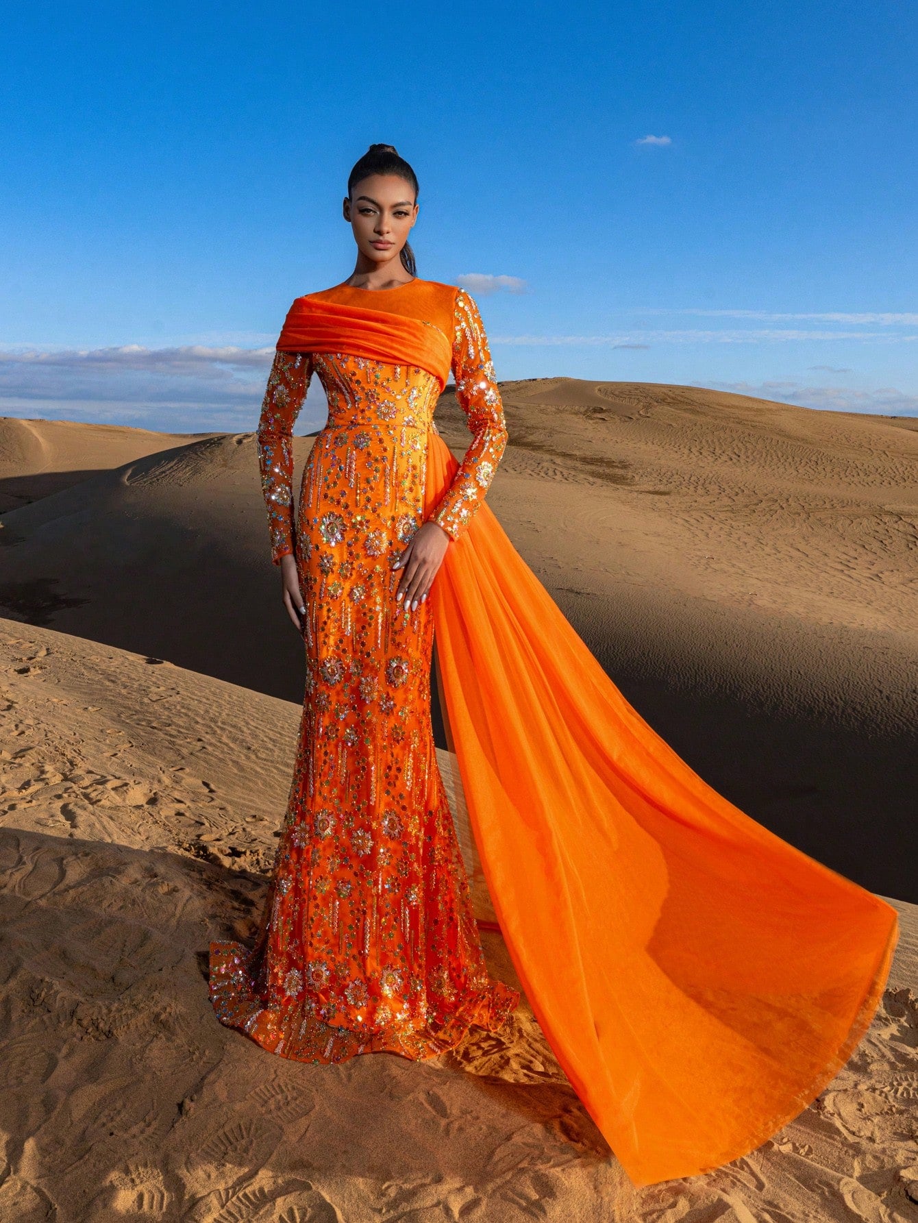 Gorgeous Mesh Overlay Mermaid Hem Floral Sequined Beaded Formal Dresses & Evening Gowns