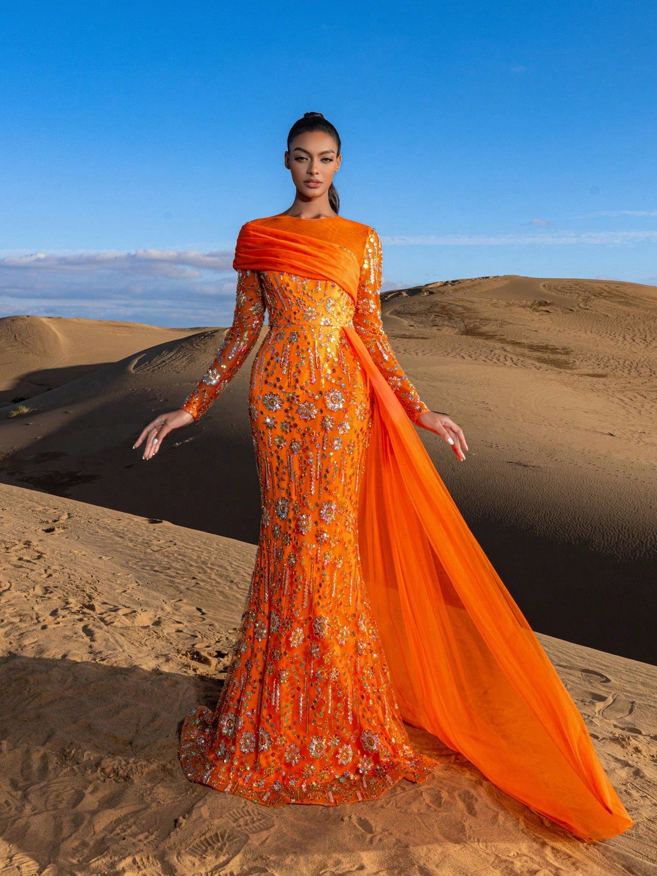 Gorgeous Mesh Overlay Mermaid Hem Floral Sequined Beaded Formal Dresses & Evening Gowns