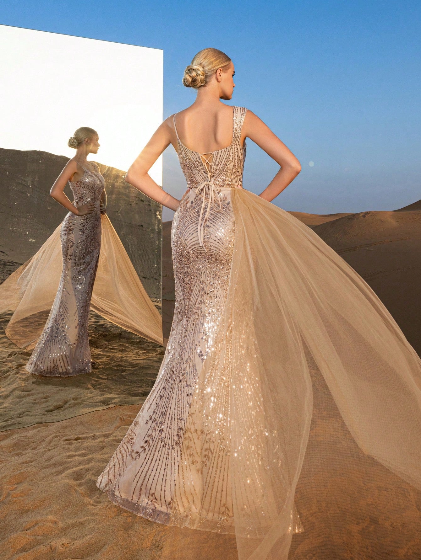 Gorgeous Asymmetrical Neck Mermaid Hem Beaded Formal Dresses & Evening Gowns
