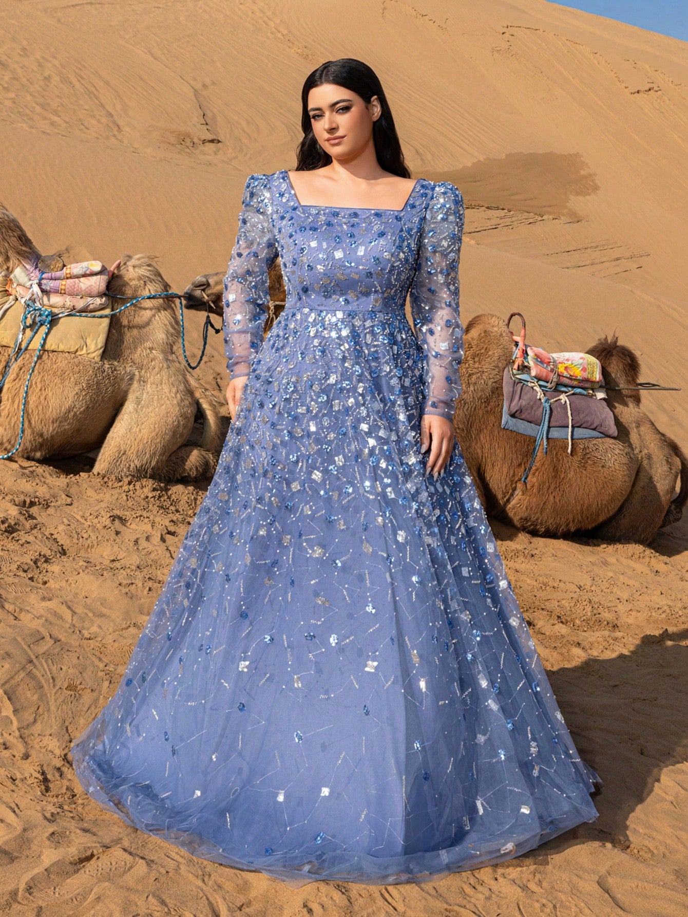 Plus Gorgeous Lace-Up Back Beaded Sequin Embellished Dress & Beaded Gowns & Beaded Formal Dresses & Evening Gowns