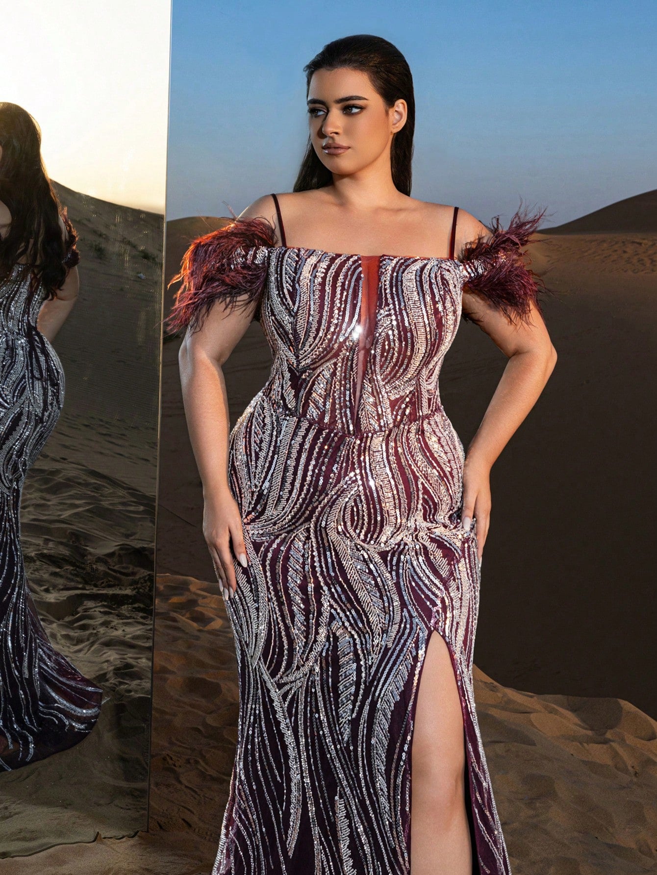 Plus Gorgeous Lace Up Back Mermaid Hem Beaded Formal Cami Dresses & Evening Gowns