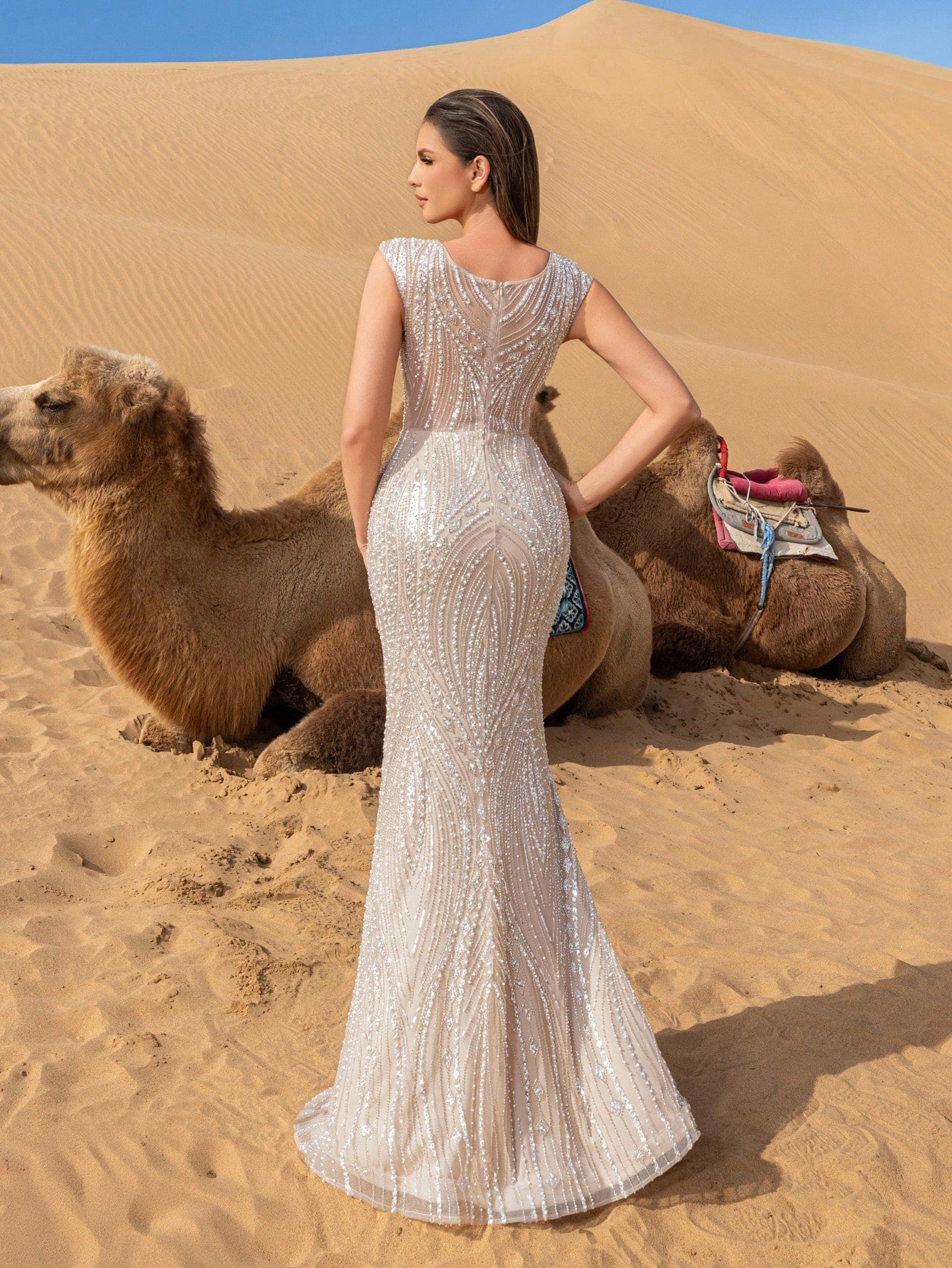 Gorgeous Sheer Bodice Mermaid Hem Graphic Sequin Formal Dresses & Beaded Evening Gowns