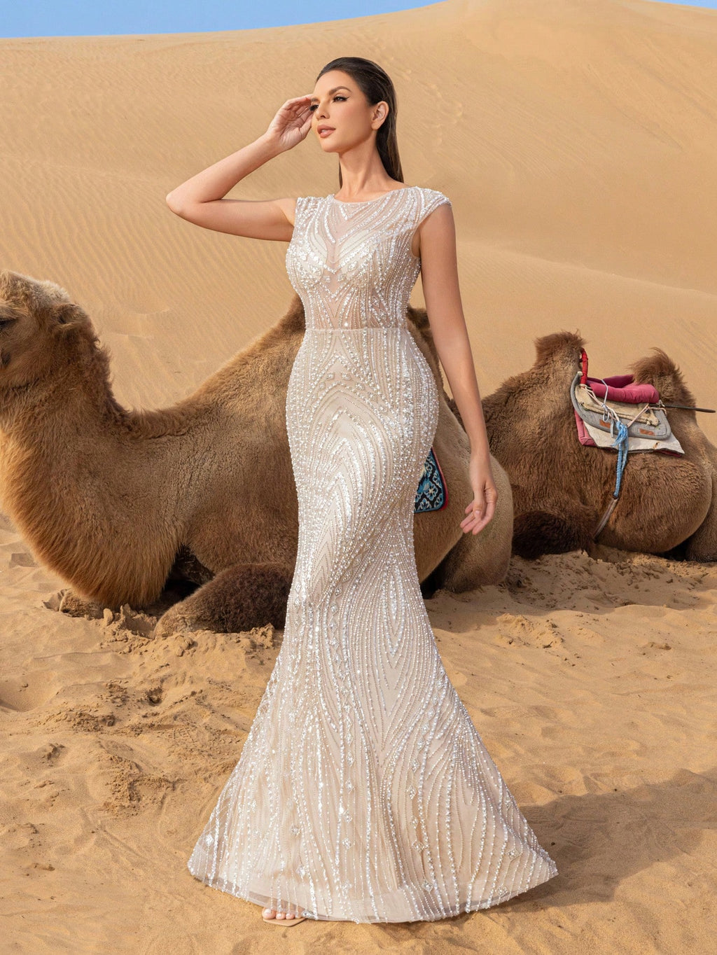 Gorgeous Sheer Bodice Mermaid Hem Graphic Sequin Formal Dresses & Beaded Evening Gowns