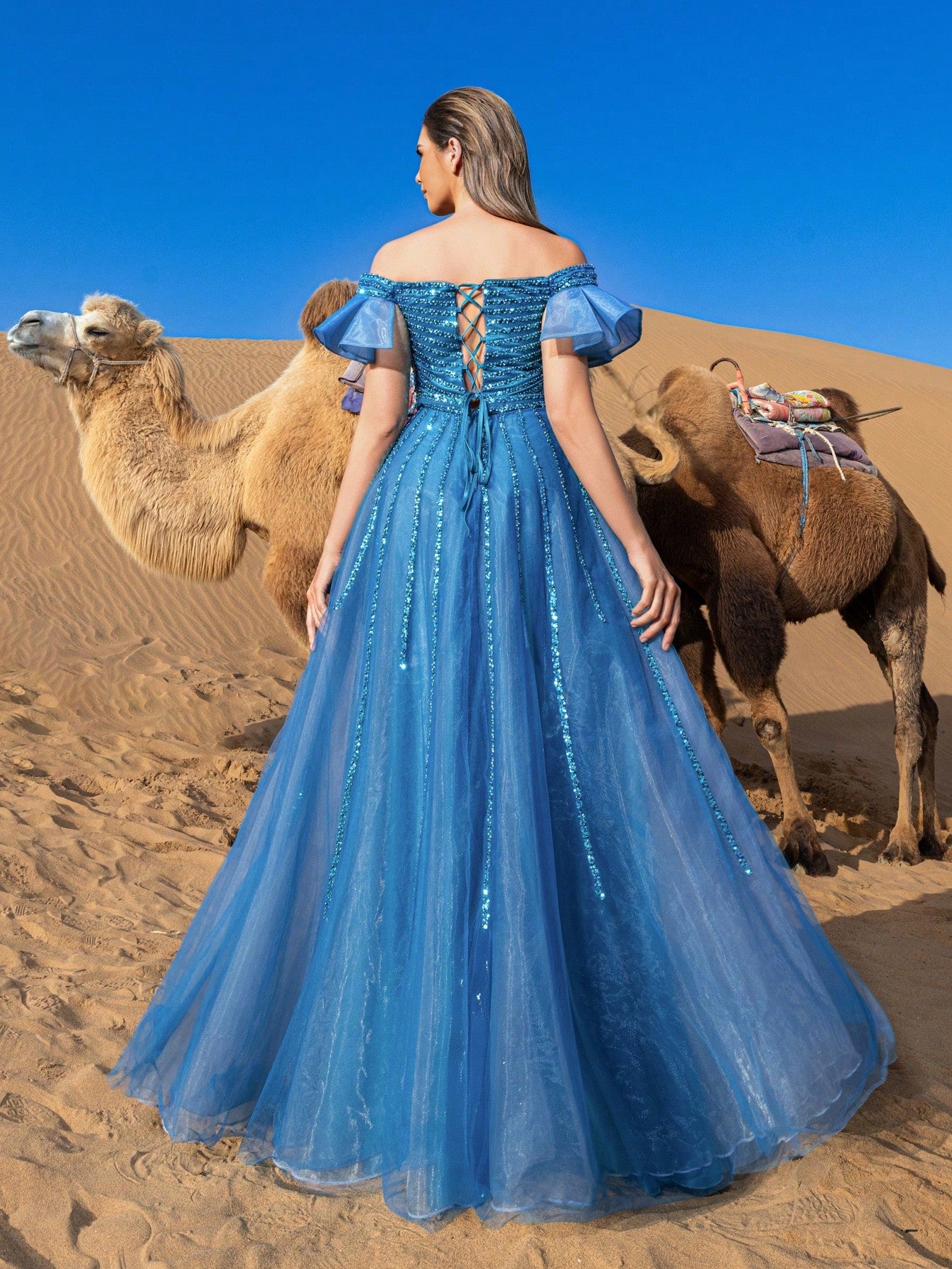 Gorgeous Off Shoulder Beaded Bodice Formal Dresses & Evening Gowns