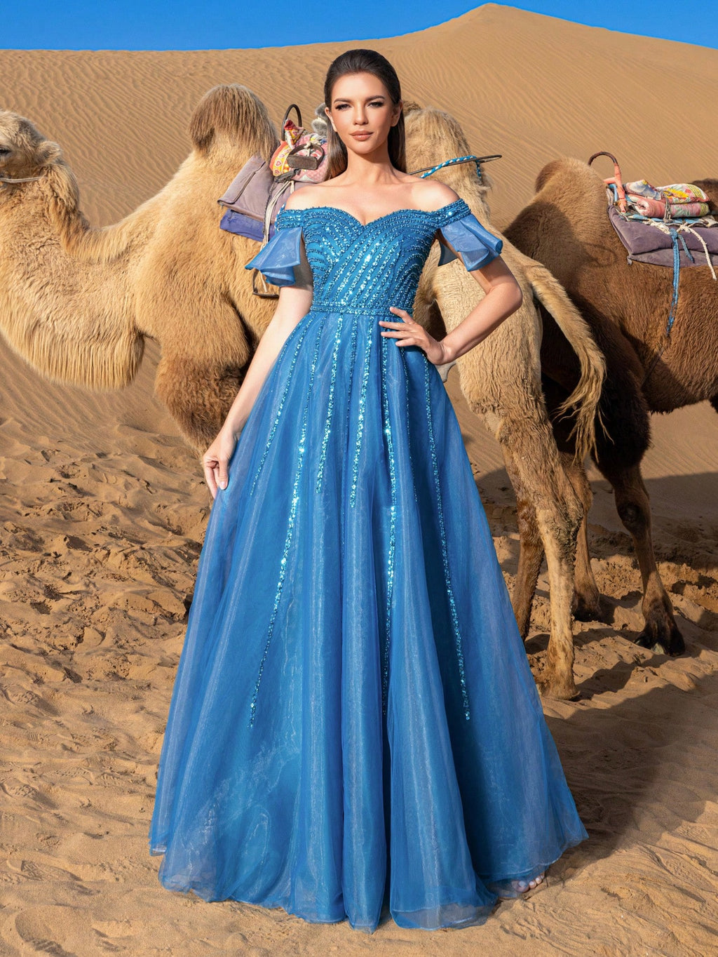 Gorgeous Off Shoulder Beaded Bodice Formal Dresses & Evening Gowns