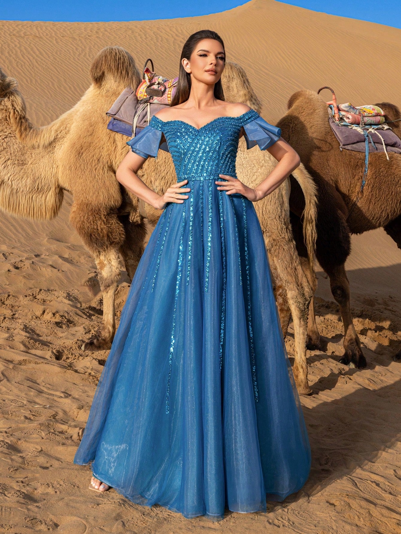 Gorgeous Off Shoulder Beaded Bodice Formal Dresses & Evening Gowns