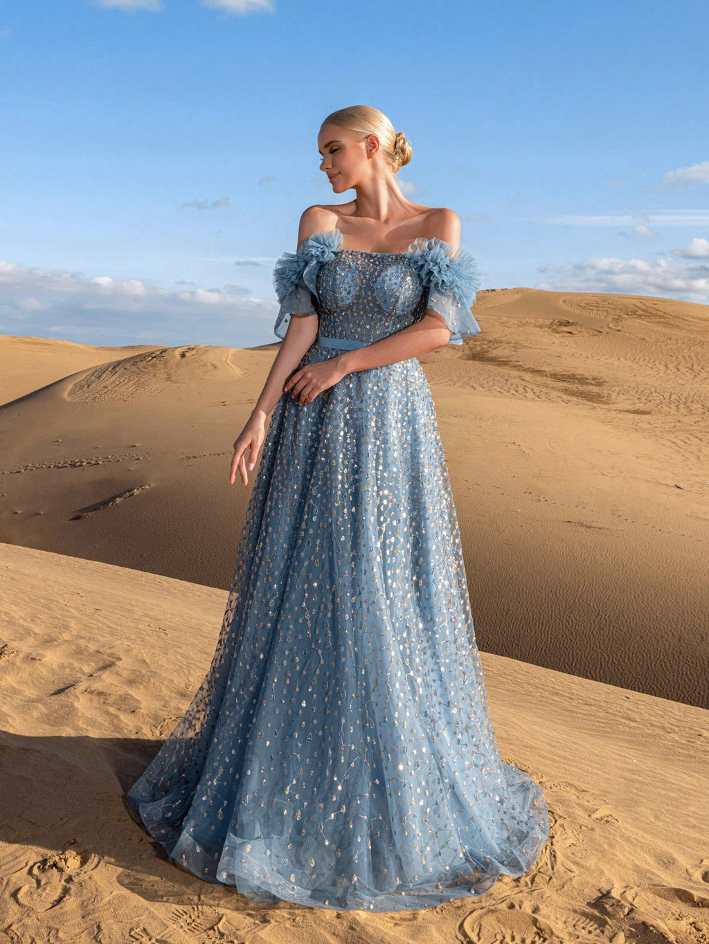 Gorgeous Off Shoulder Lace-up Back Beaded Formal Dresses & Evening Gowns