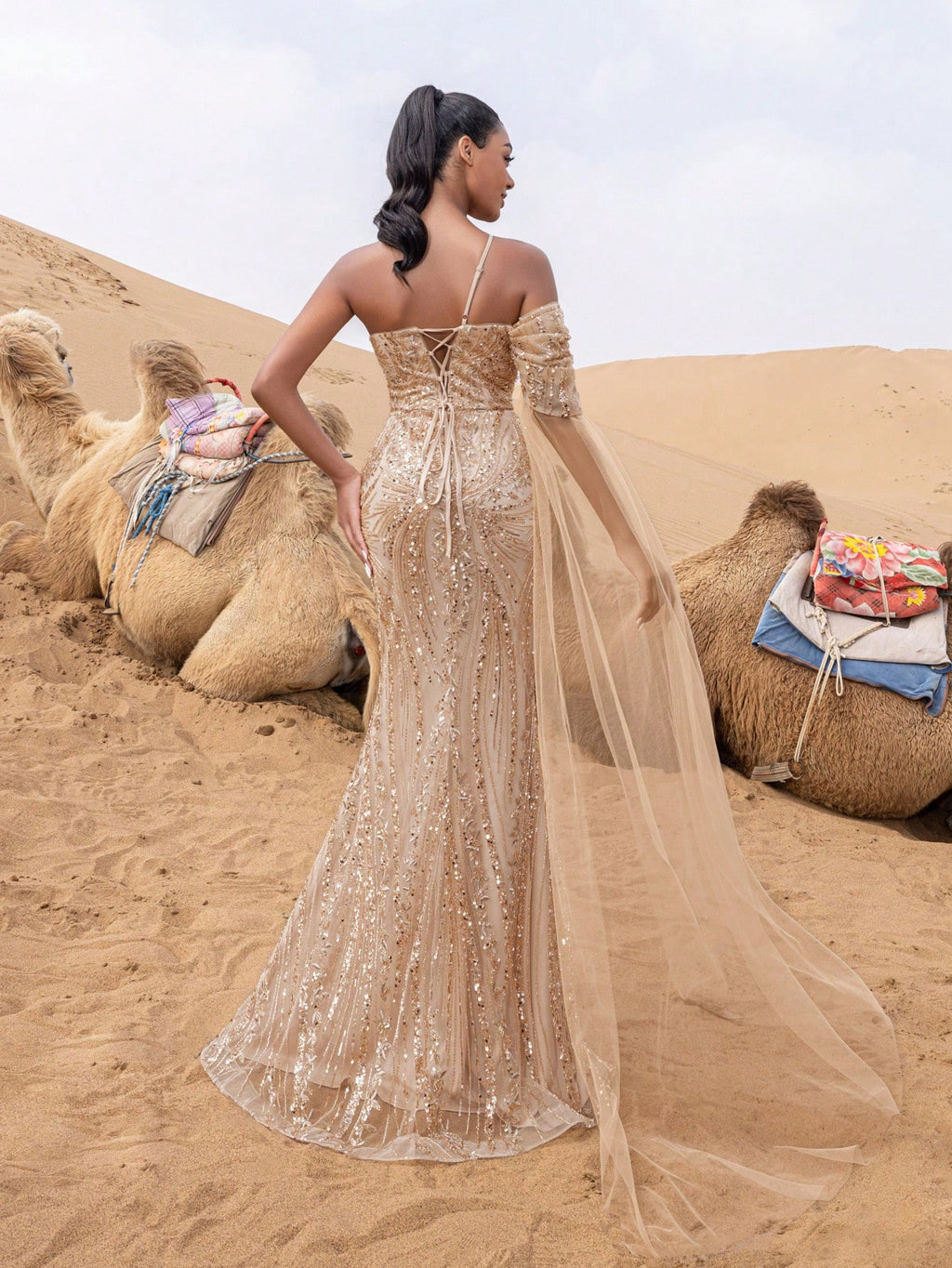 Gorgeous Asymmetrical Neck Mermaid Hem Beaded Formal Dresses & Evening Gowns