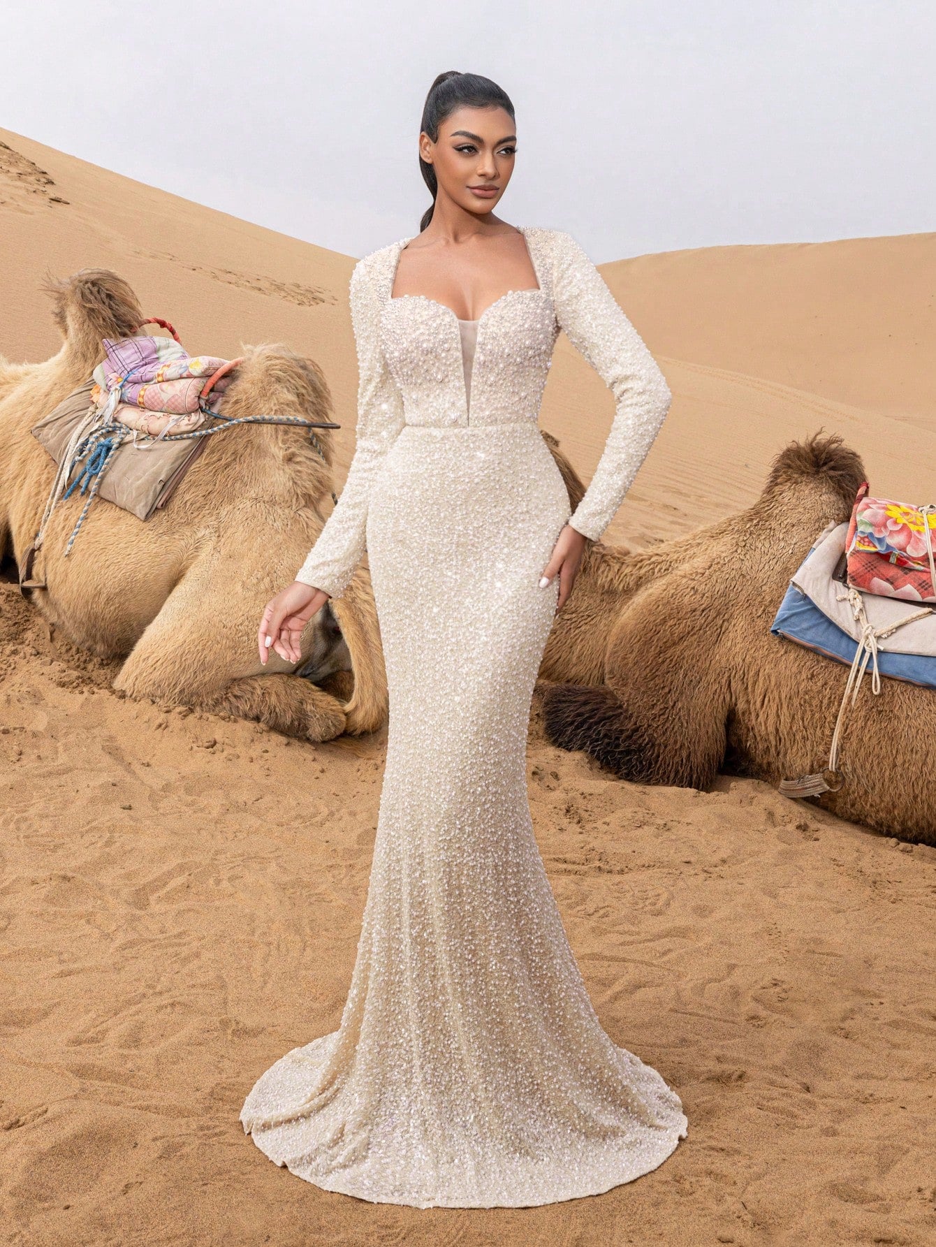 Gorgeous Pearl Detail Sweetheart Neck Mermaid Hem Beaded Formal Dresses & Evening Gowns