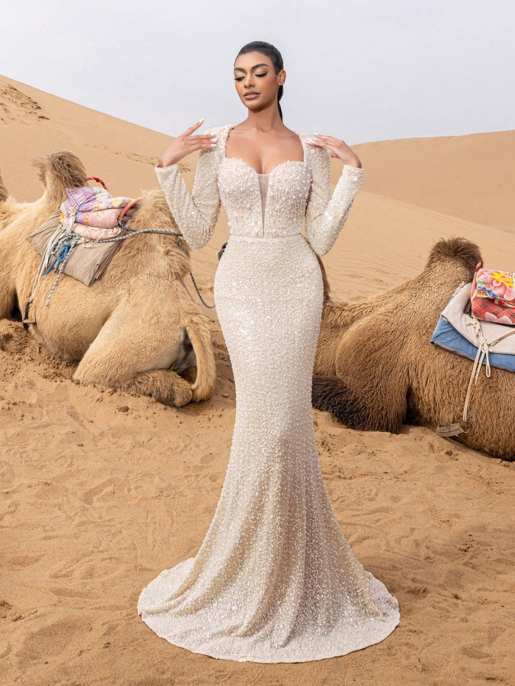 Gorgeous Pearl Detail Sweetheart Neck Mermaid Hem Beaded Formal Dresses & Evening Gowns