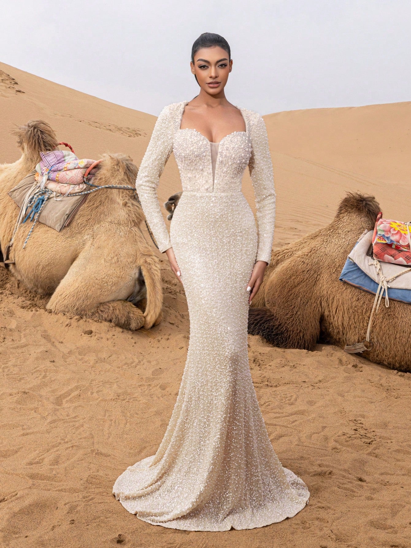 Gorgeous Pearl Detail Sweetheart Neck Mermaid Hem Beaded Formal Dresses & Evening Gowns