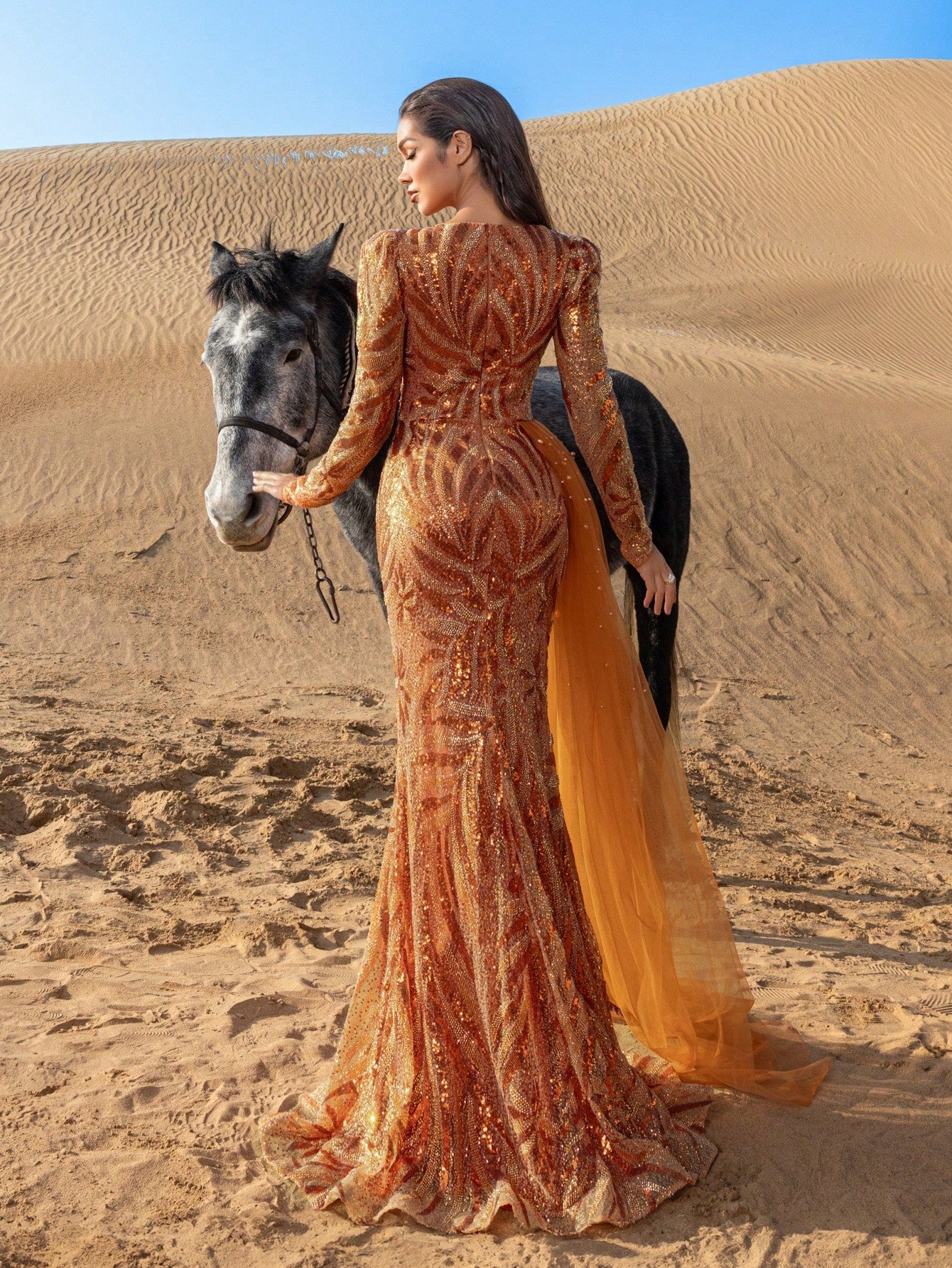 Gorgeous Diagonal Neck Mermaid Hem Draped Side Beaded Formal Dresses & Evening Gowns