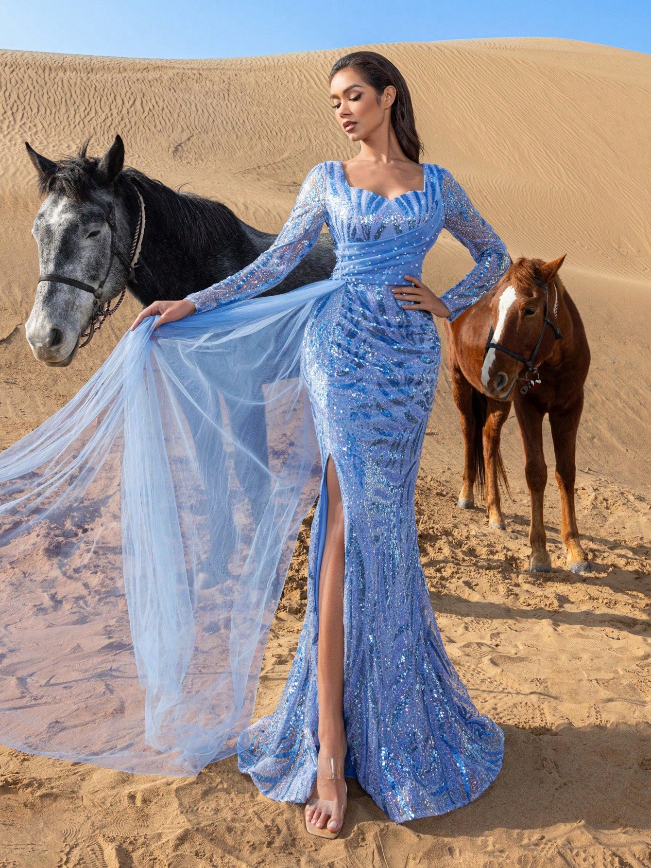 Gorgeous Pearl Embellished Sweetheart Neck Mermaid Hem Beaded Formal Dresses & Evening Gowns