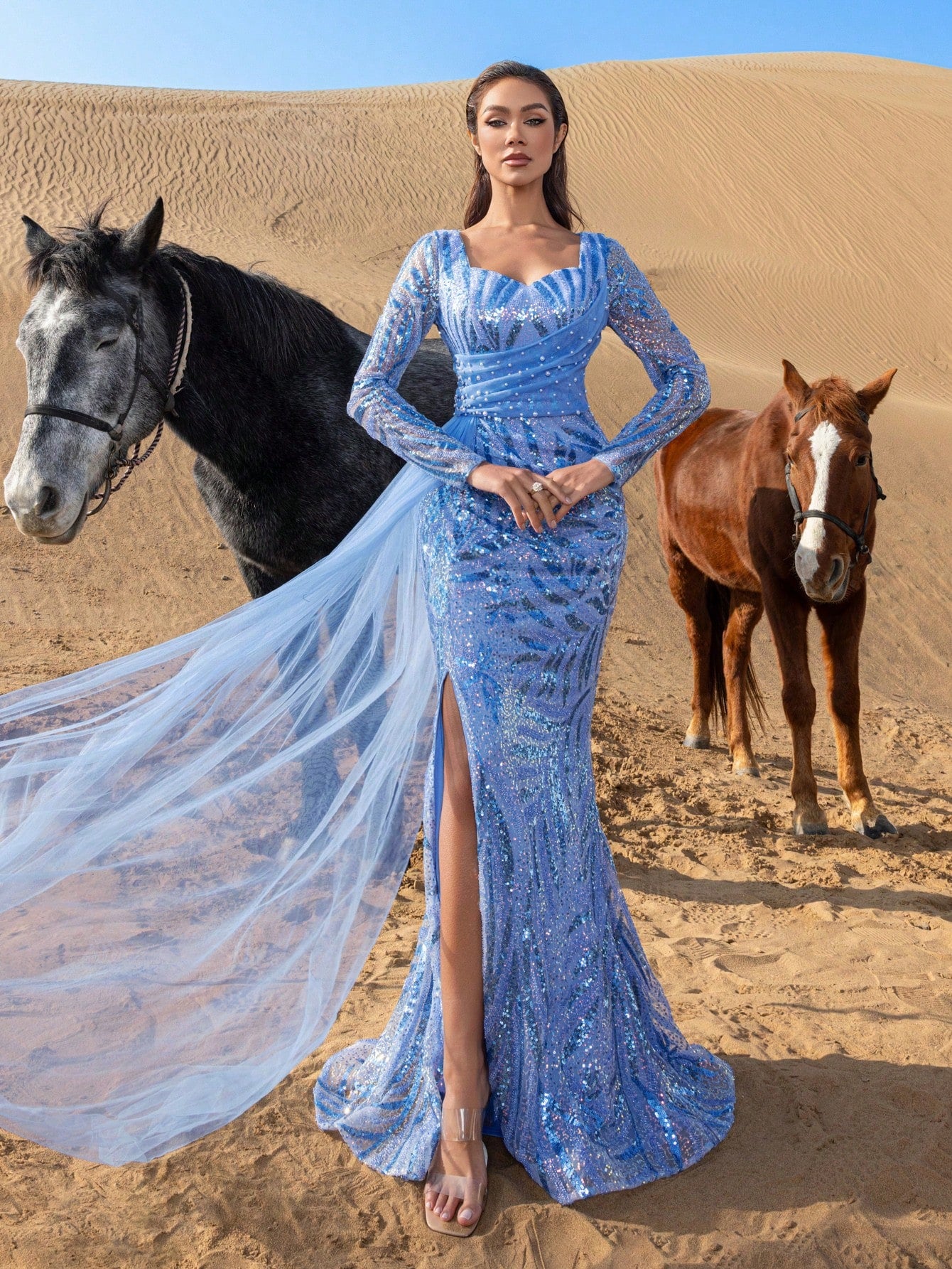 Gorgeous Pearl Embellished Sweetheart Neck Mermaid Hem Beaded Formal Dresses & Evening Gowns