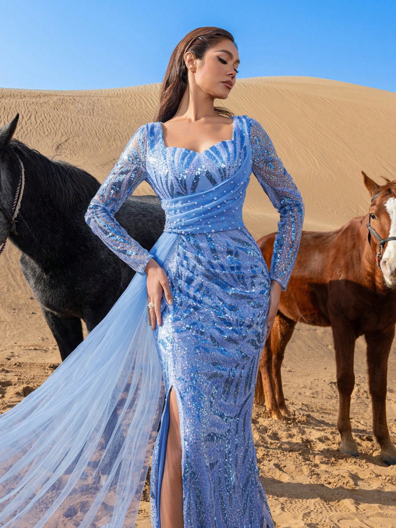 Gorgeous Pearl Embellished Sweetheart Neck Mermaid Hem Beaded Formal Dresses & Evening Gowns