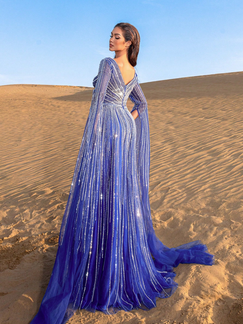 Gorgeous Extra-Long Sleeves Beaded Sequin Formal Dresses & Evening Gowns