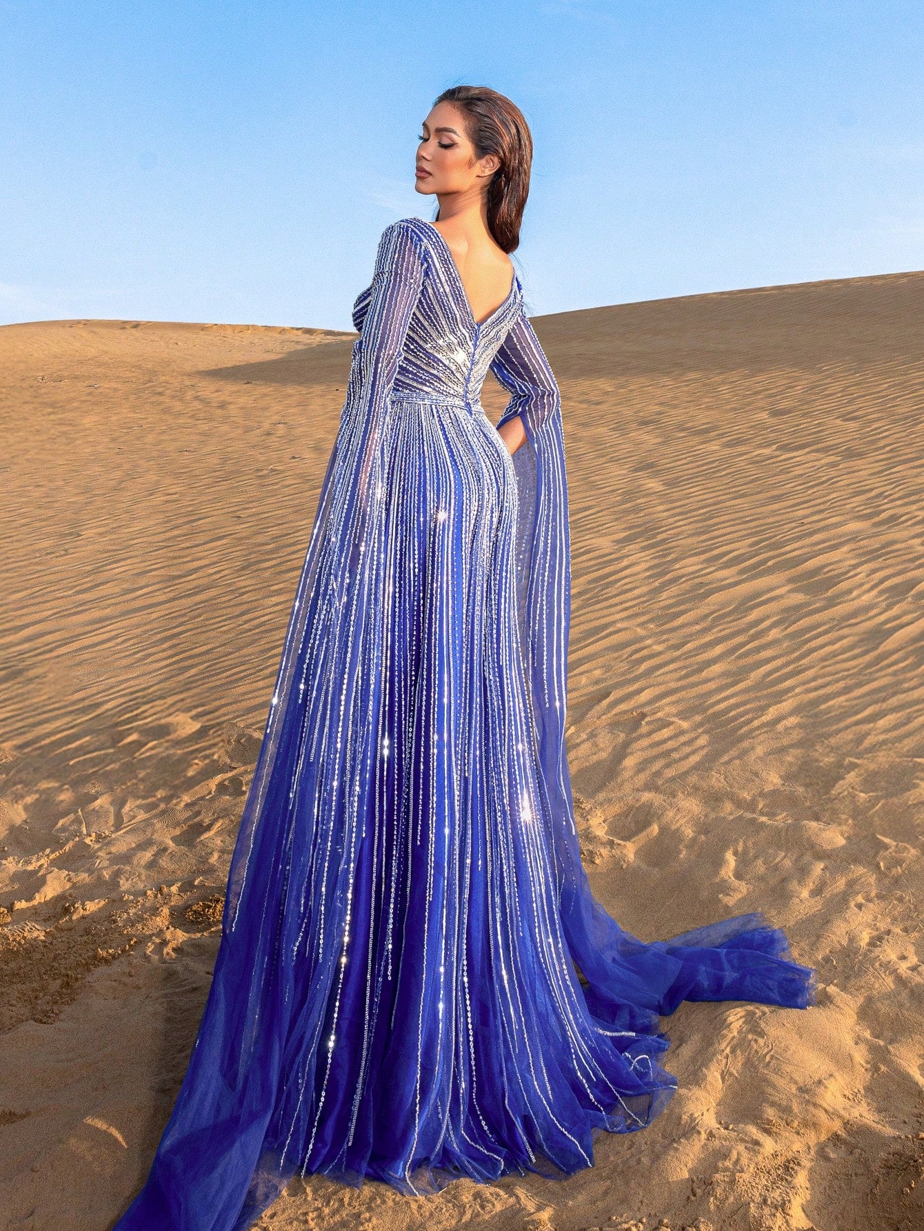 Gorgeous Extra-Long Sleeves Beaded Sequin Formal Dresses & Evening Gowns