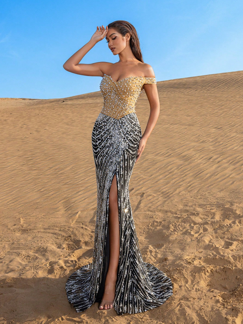 Gorgeous Pearl Embellished Sweetheart Neck Mermaid Hem Beaded Formal Dresses & Evening Gowns
