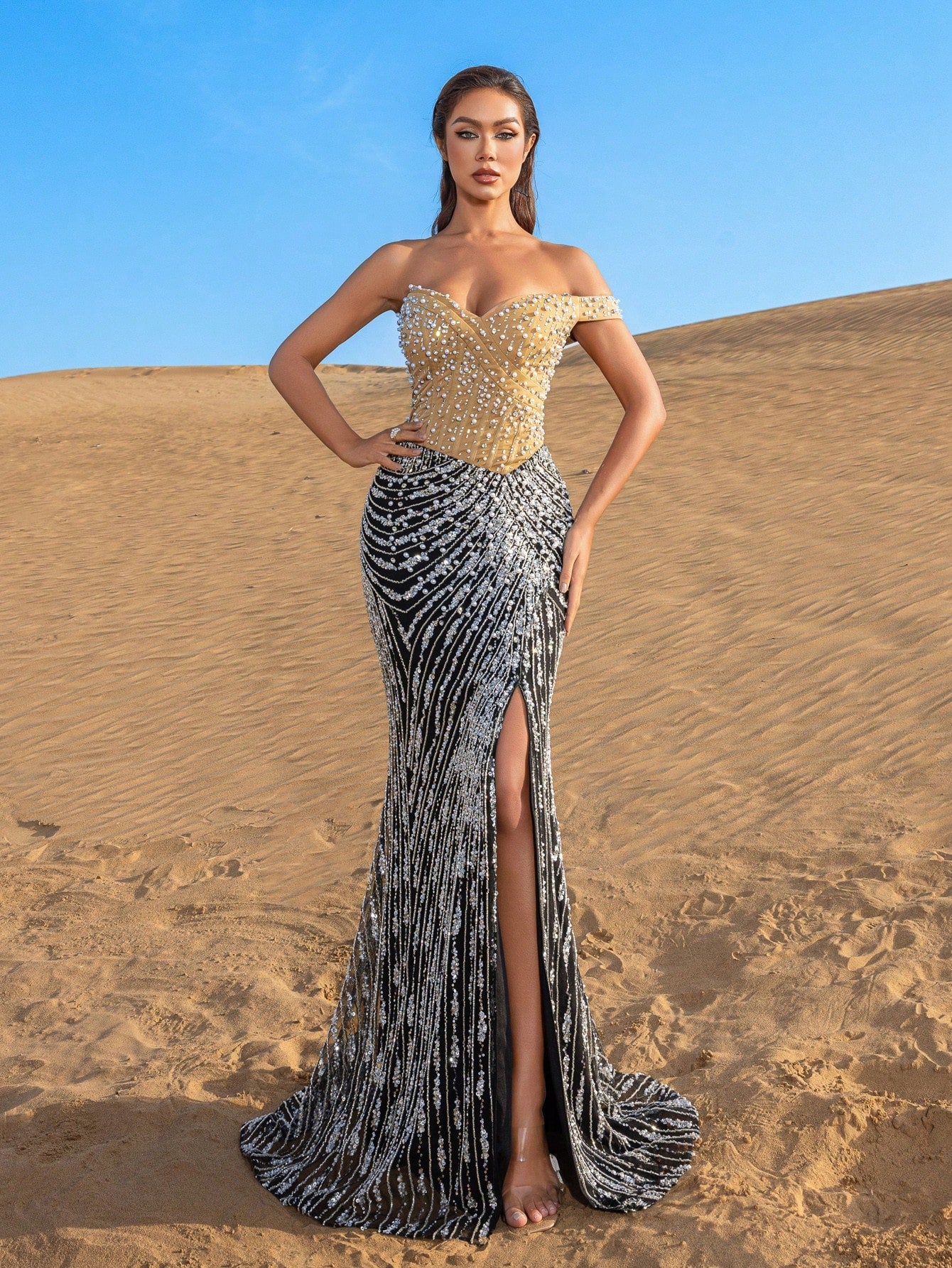 Gorgeous Pearl Embellished Sweetheart Neck Mermaid Hem Beaded Formal Dresses & Evening Gowns