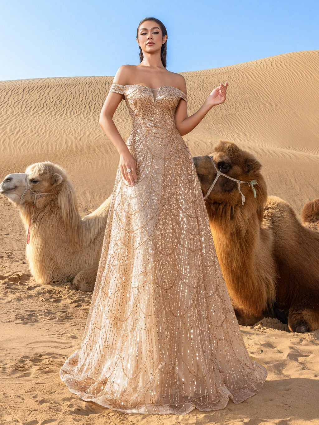 Luxury Off Shoulder Sweetheart Neck Lace-up Back Beaded Formal Dresses & Evening Gowns