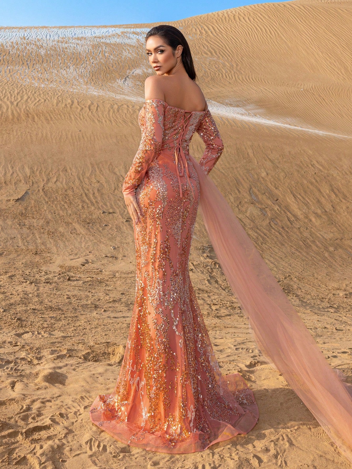 Gorgeous Off Shoulder Split Thigh Beaded Sequin Formal Dresses & Evening Gowns