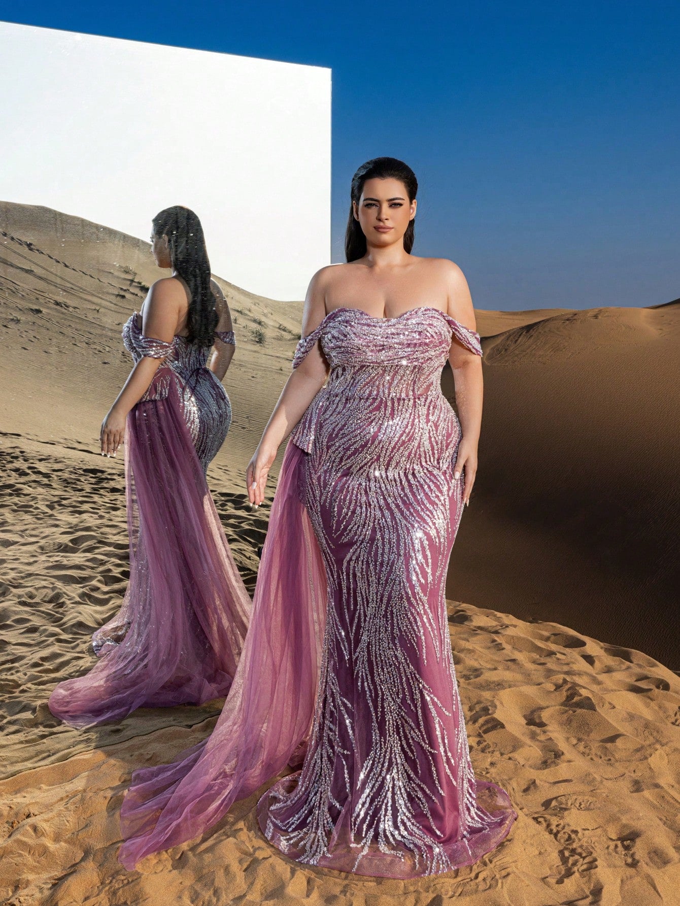 Plus Gorgeous Off Shoulder Mermaid Hem Lace Up Backless Formal Party Dresses & Evening Gowns